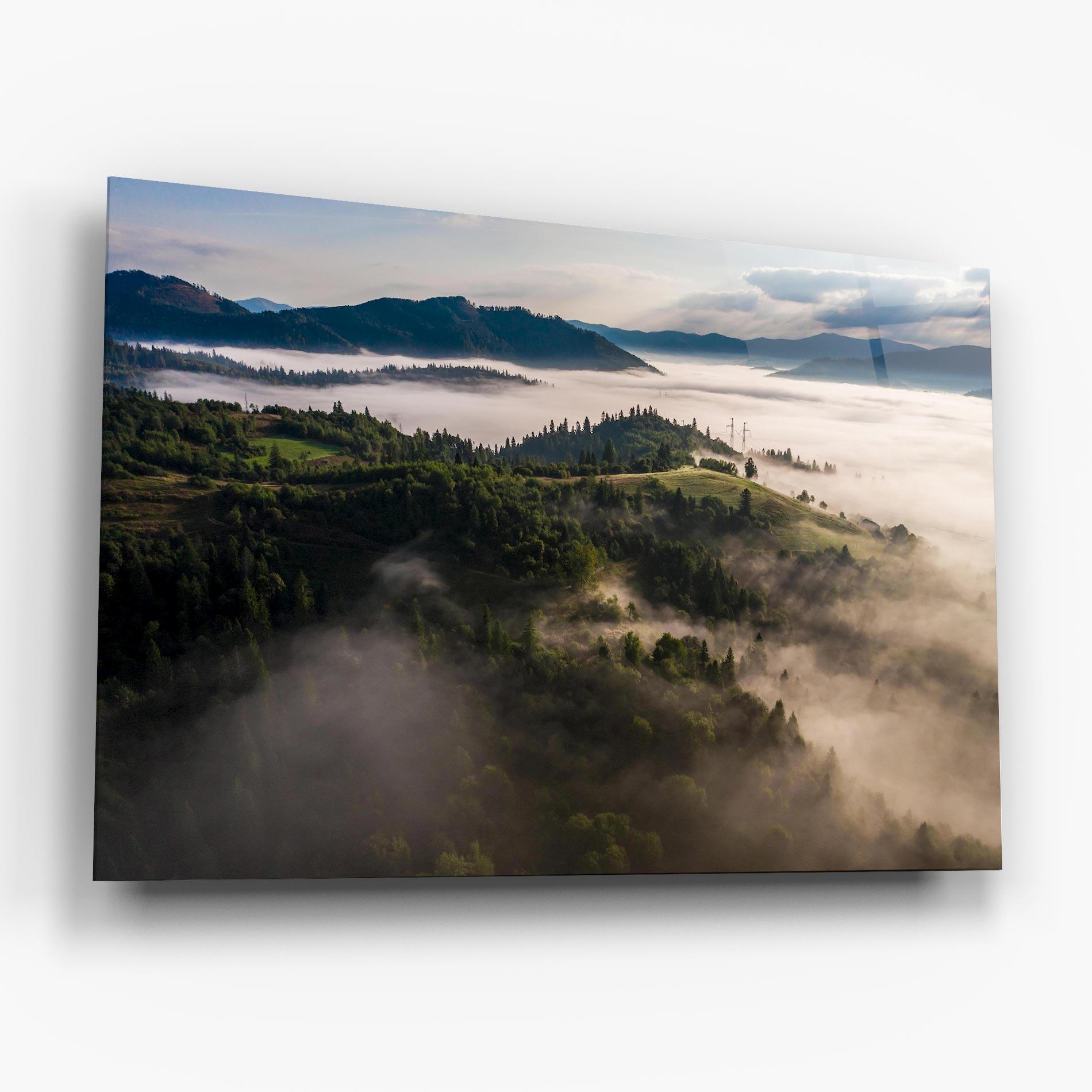 Стъклена картина Foggy Forest View mockup 6