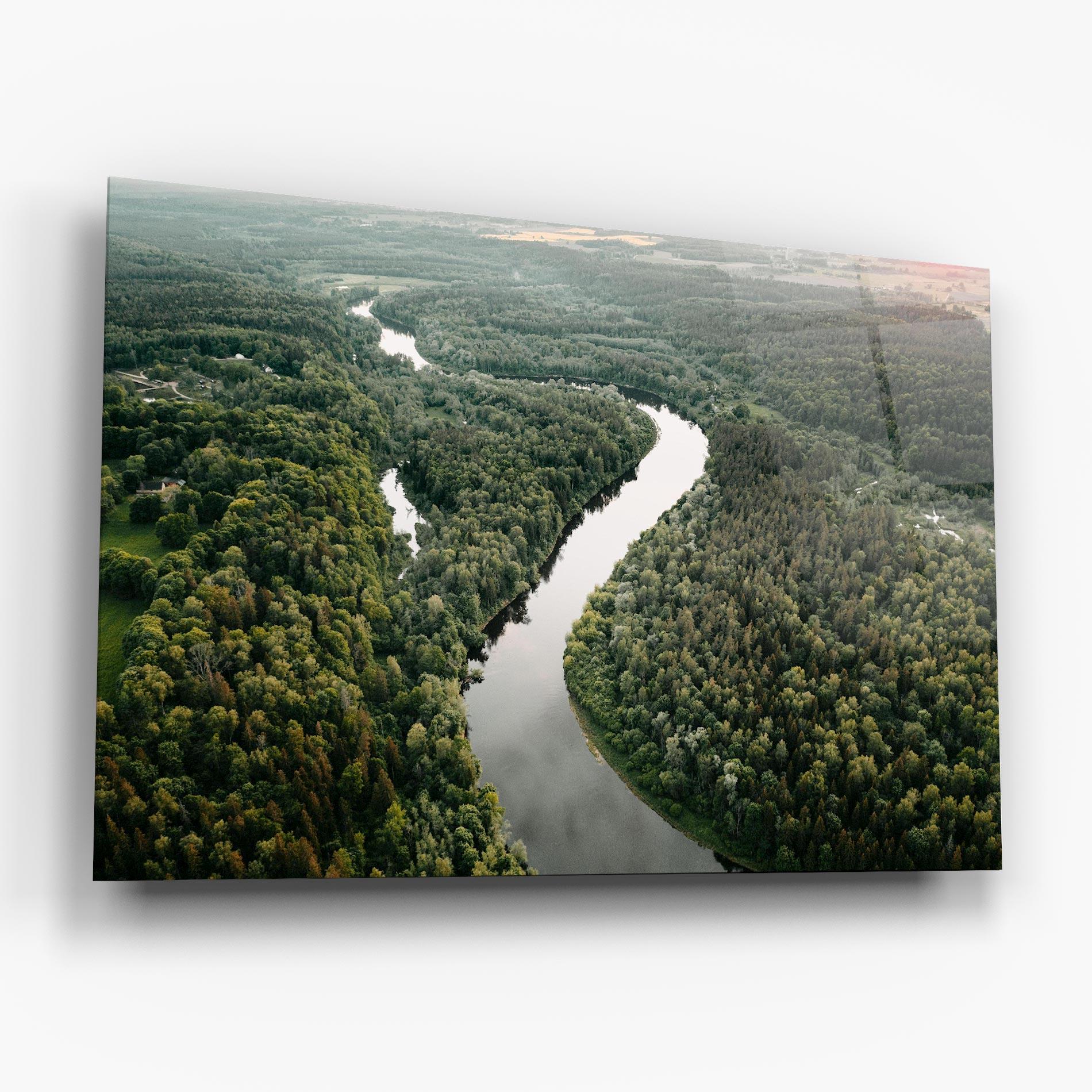 Стъклена картина Forest Big River mockup 6