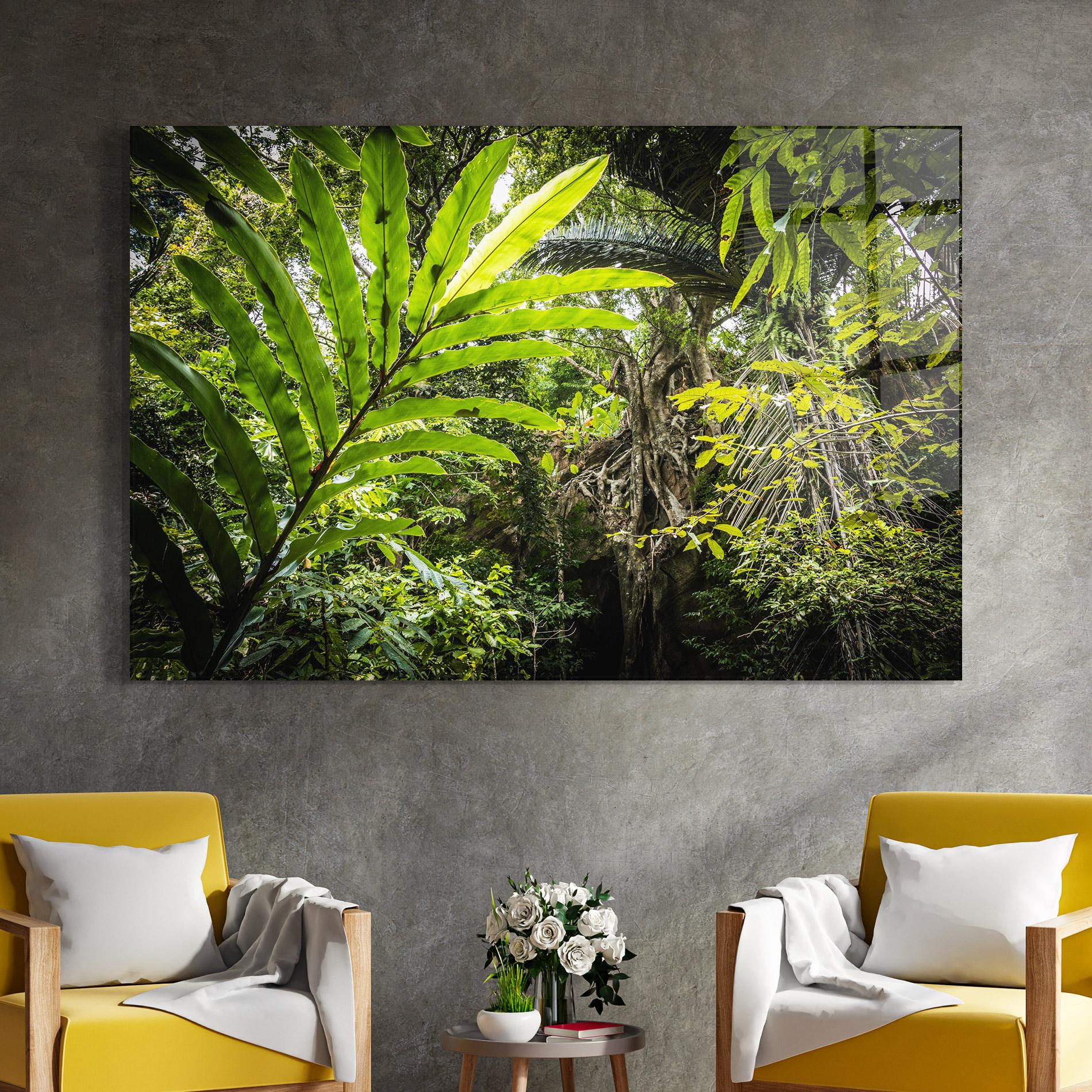 Стъклена картина Big Leaf Forest mockup 4