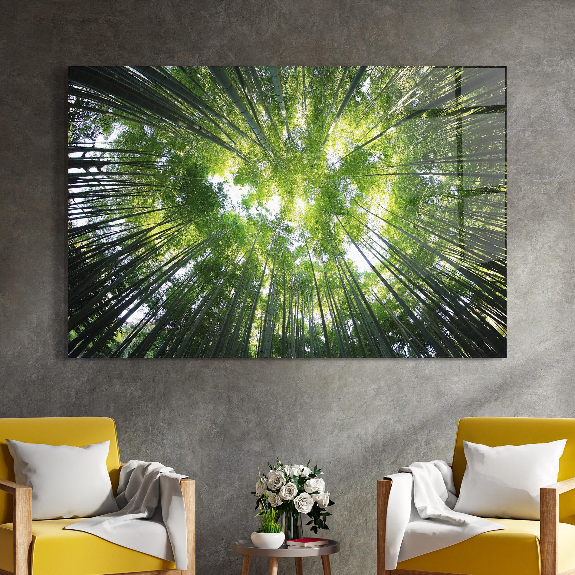 Стъклена картина Big Trees Morning mockup 4