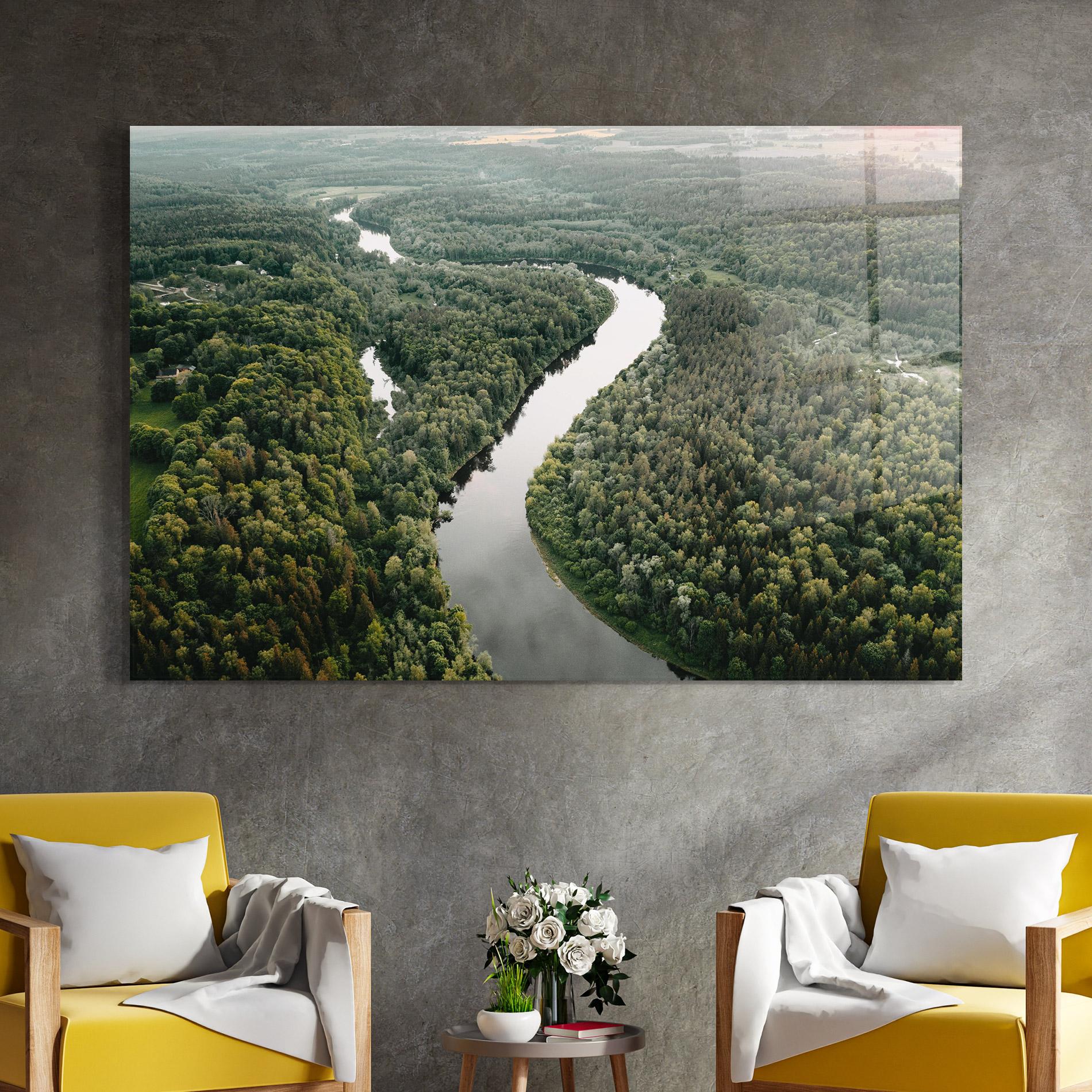 Стъклена картина Forest Big River mockup 4