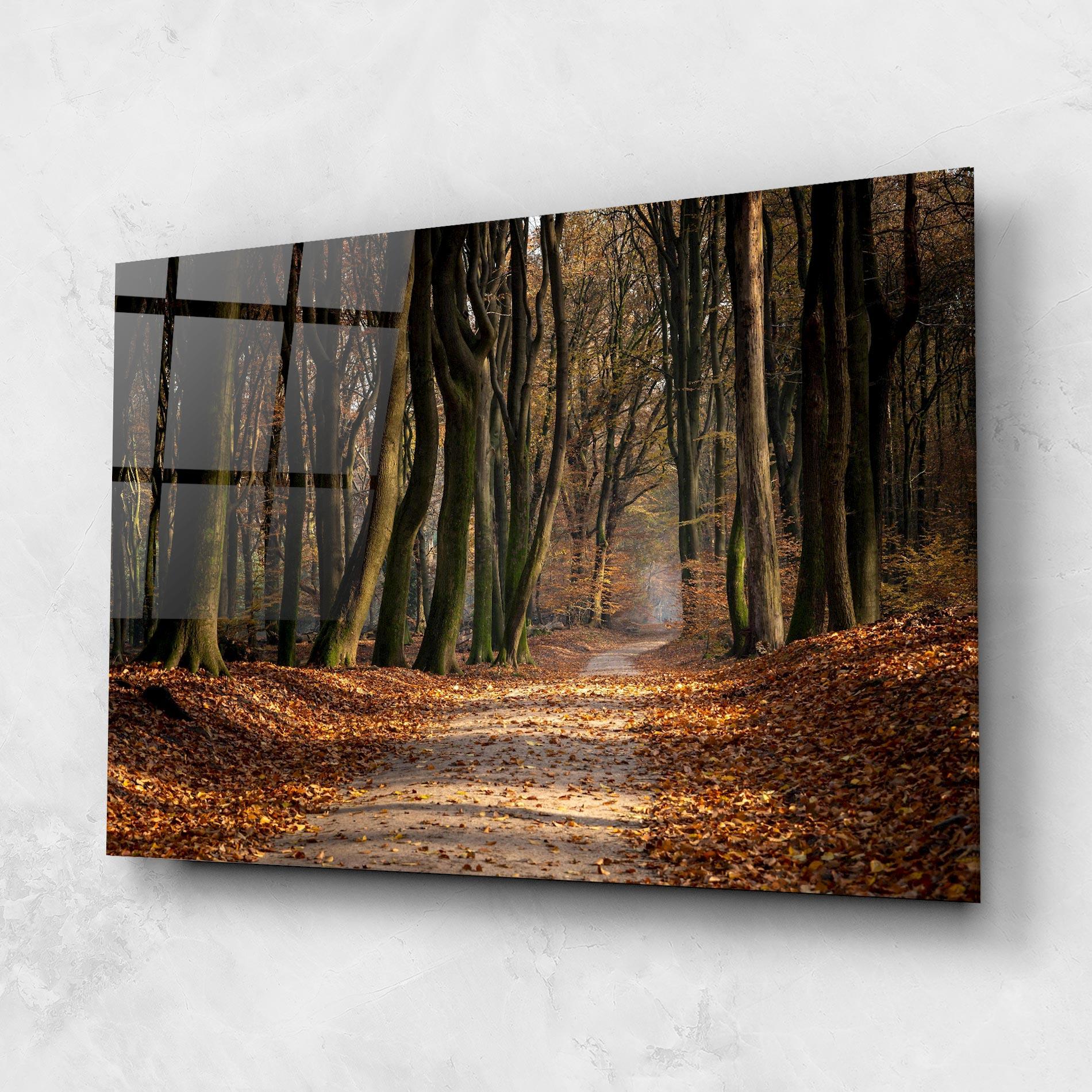 Стъклена картина Autumn Path Forest mockup 1