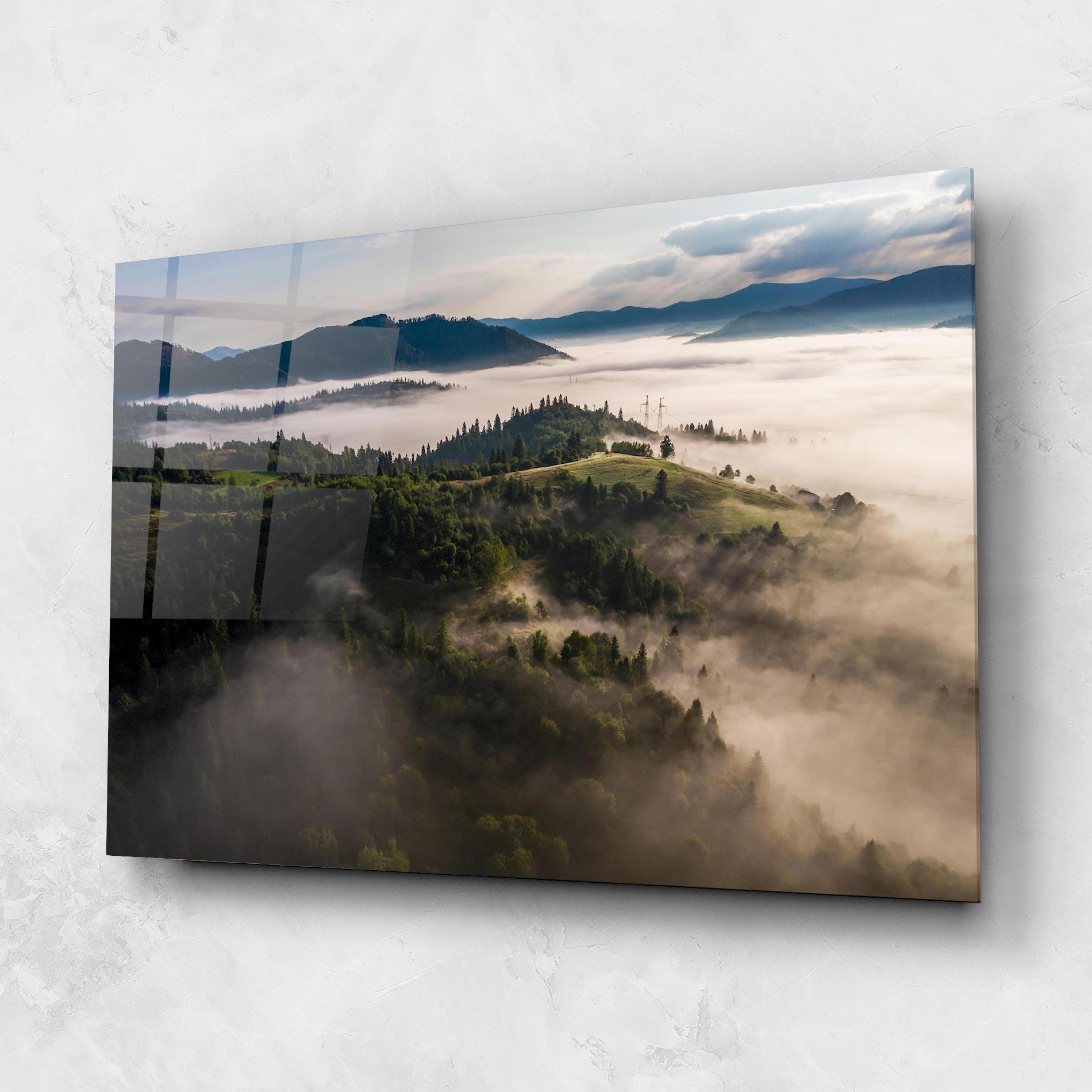 Стъклена картина Foggy Forest View mockup 1