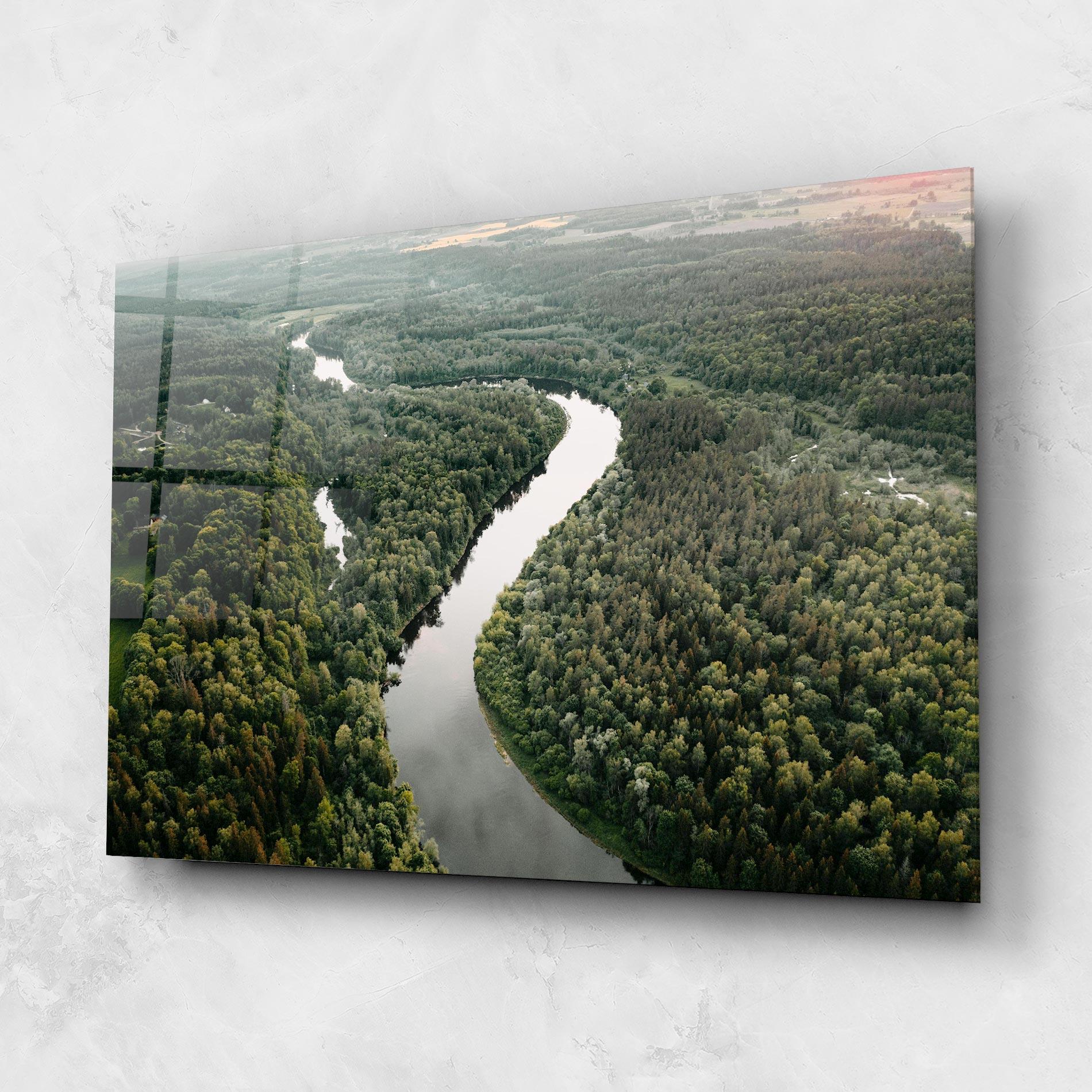 Стъклена картина Forest Big River mockup 1