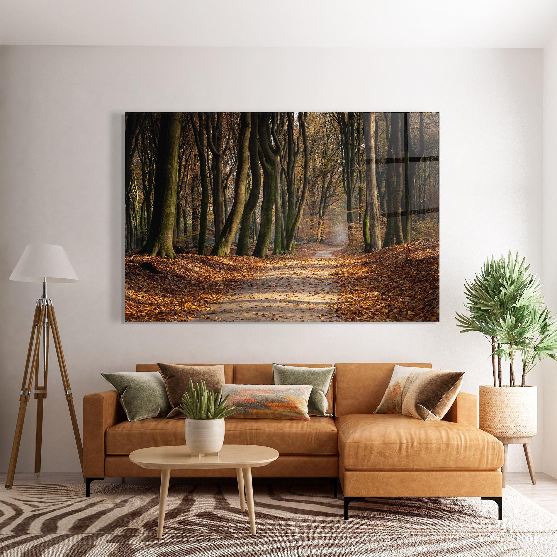 Стъклена картина Autumn Path Forest mockup 7