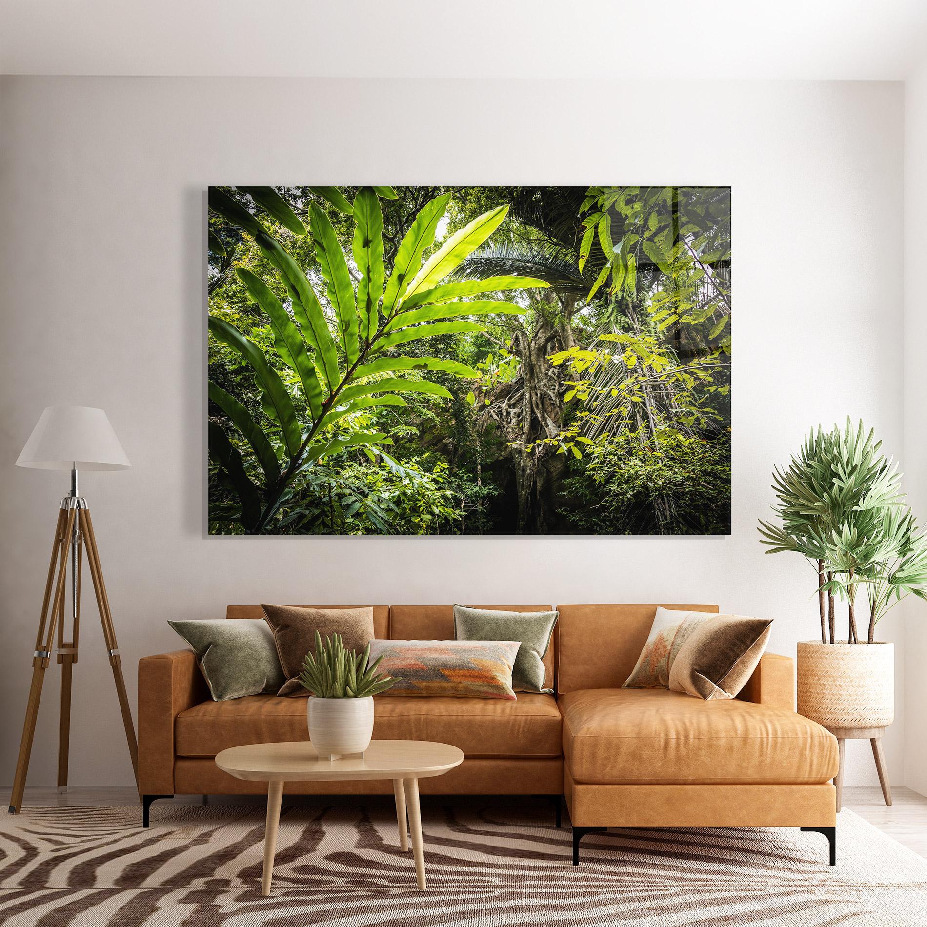 Стъклена картина Big Leaf Forest mockup 7