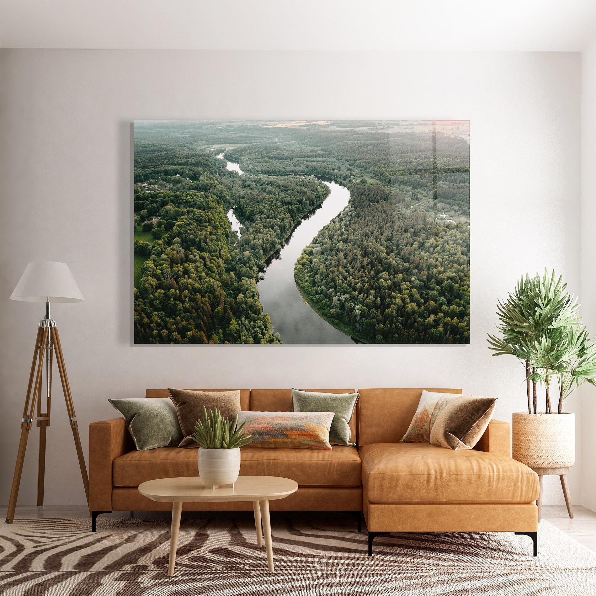 Стъклена картина Forest Big River mockup 7