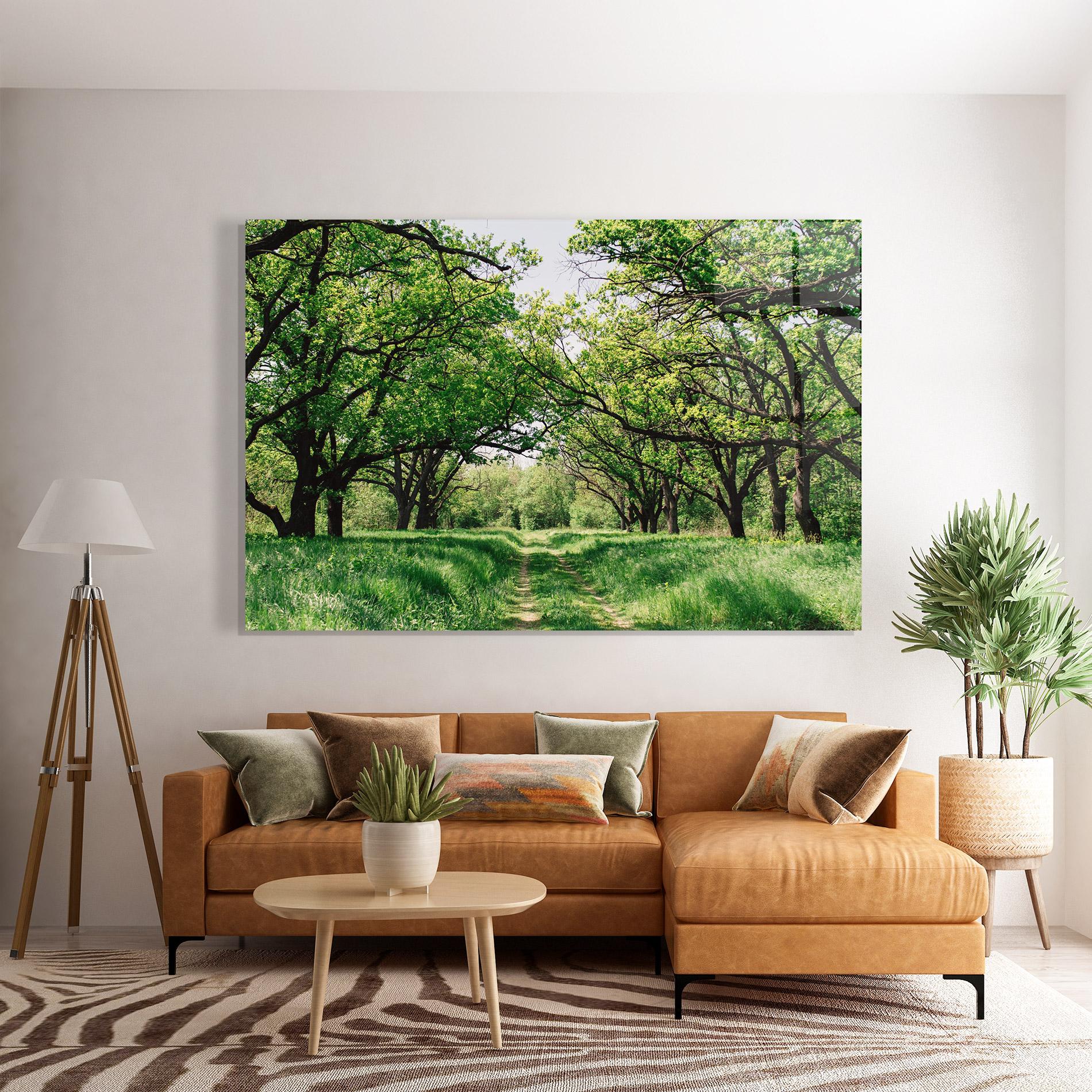 Стъклена картина Forest Green Path mockup 7