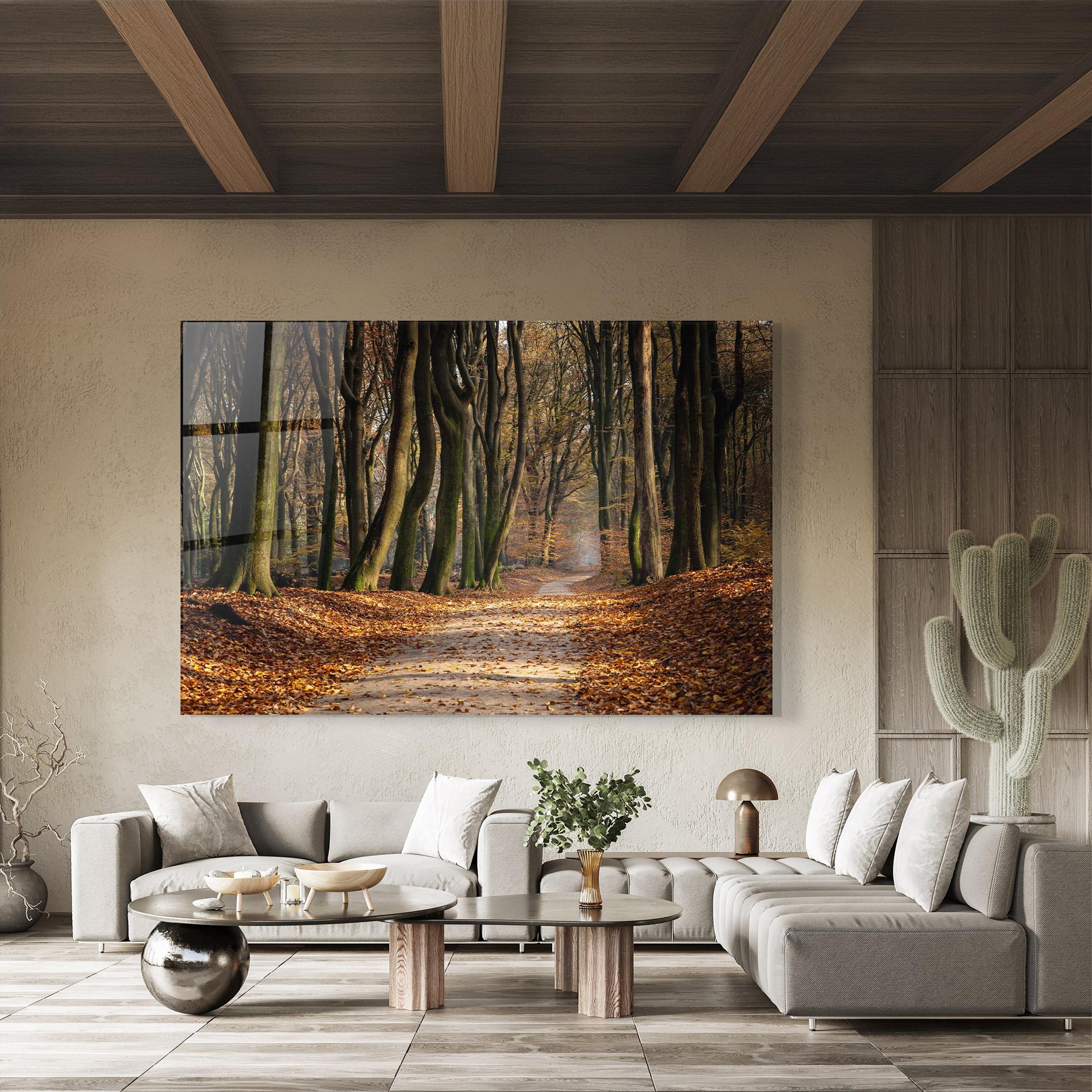 Стъклена картина Autumn Path Forest mockup 8