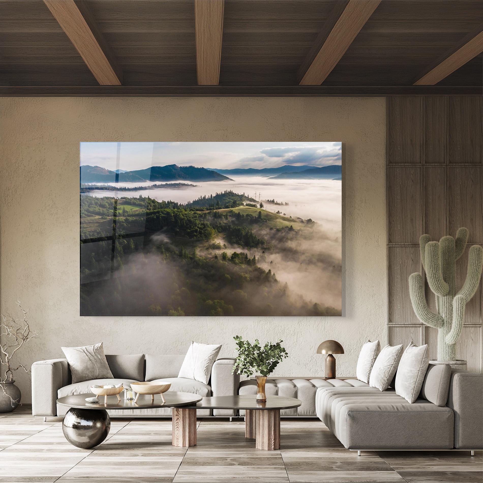 Стъклена картина Foggy Forest View mockup 8