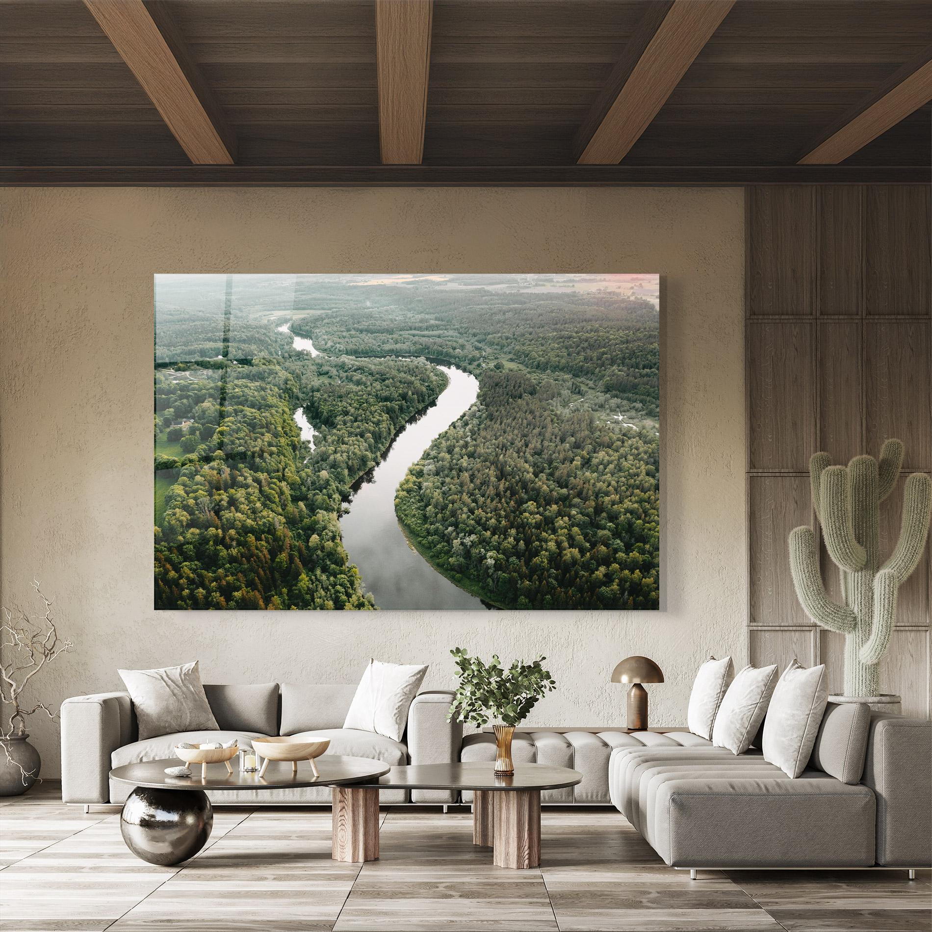 Стъклена картина Forest Big River mockup 8