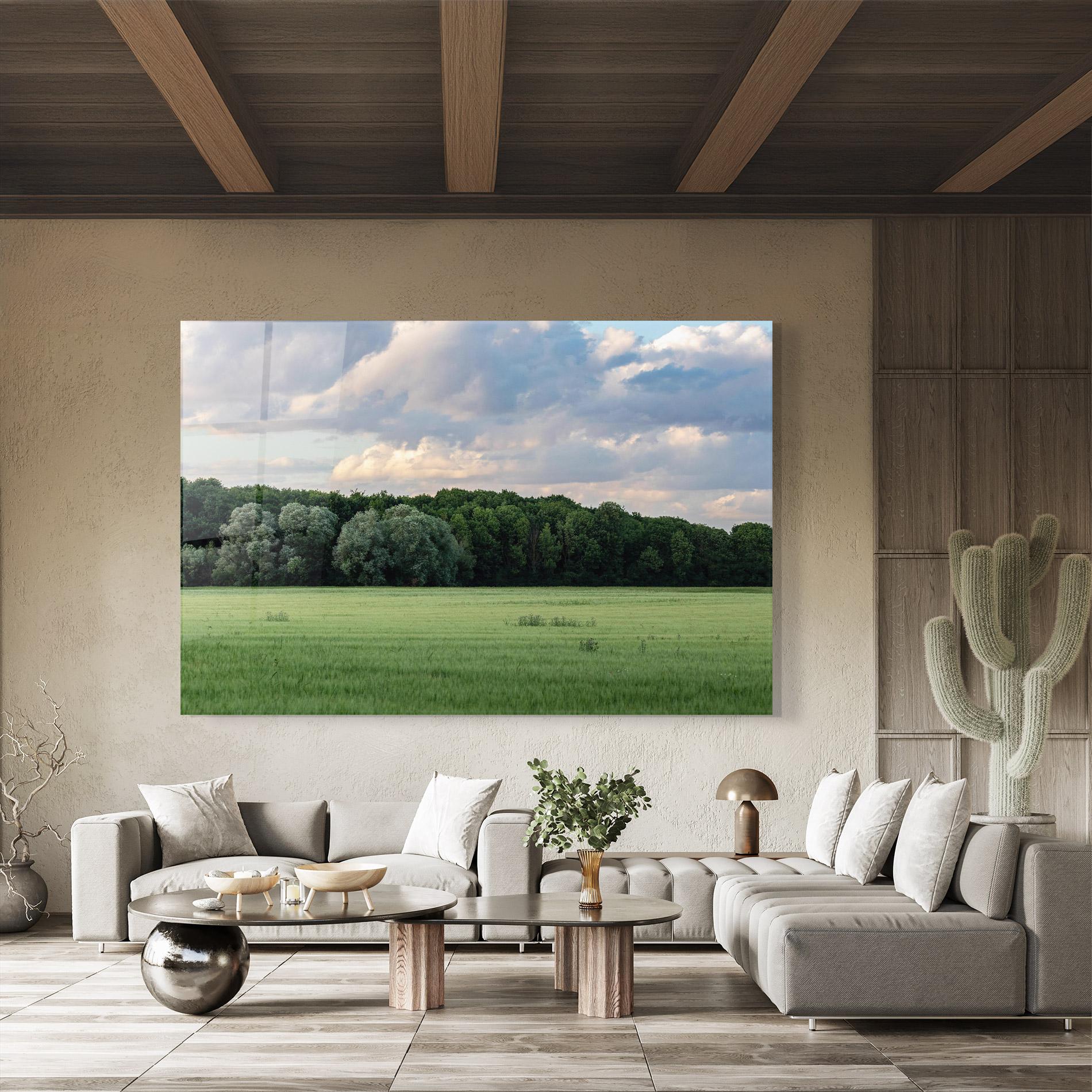 Стъклена картина Forest Field mockup 8