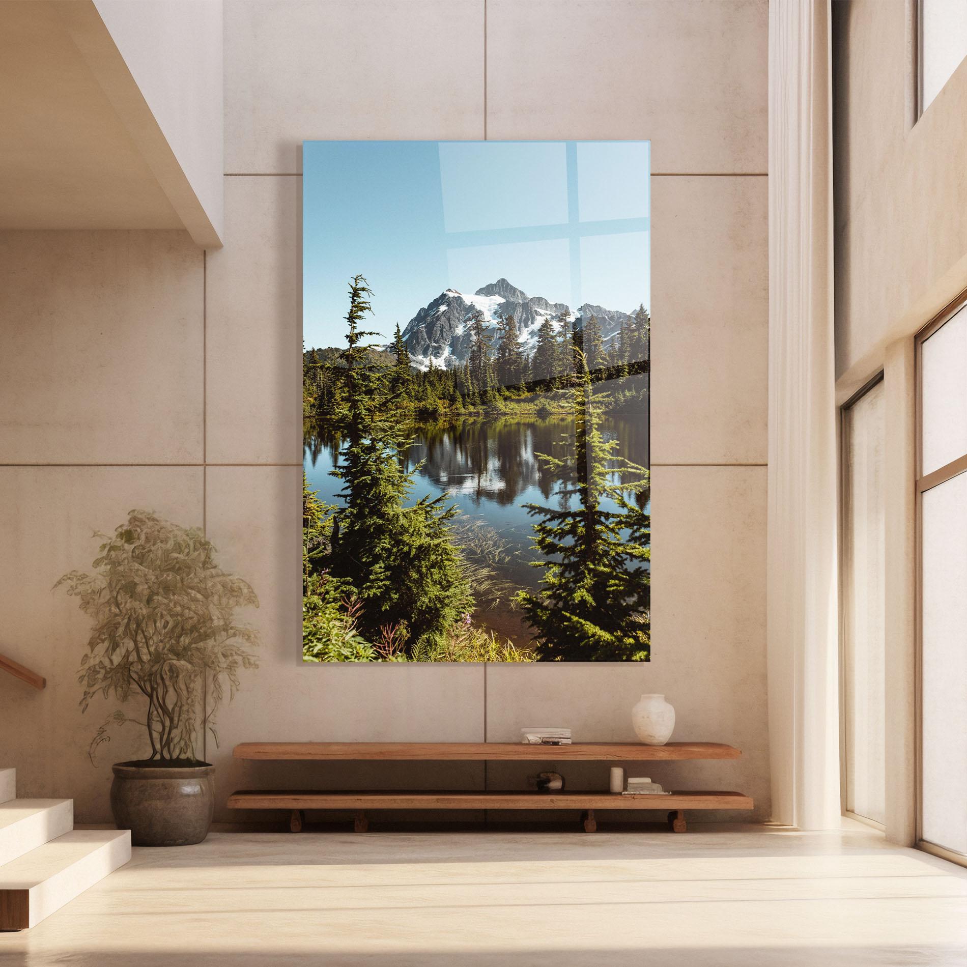 Стъклена картина Forest Snow Mountain mockup 8