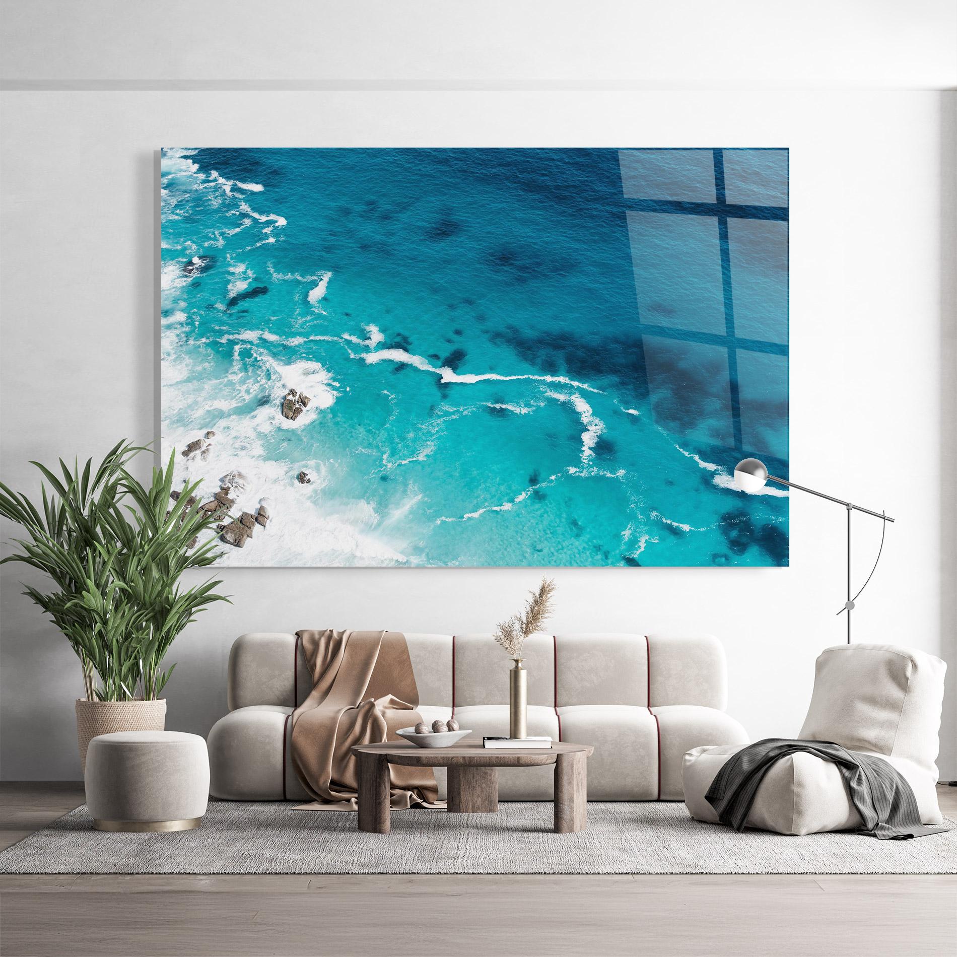 Стъклена картина Blue Water Beach mockup 9