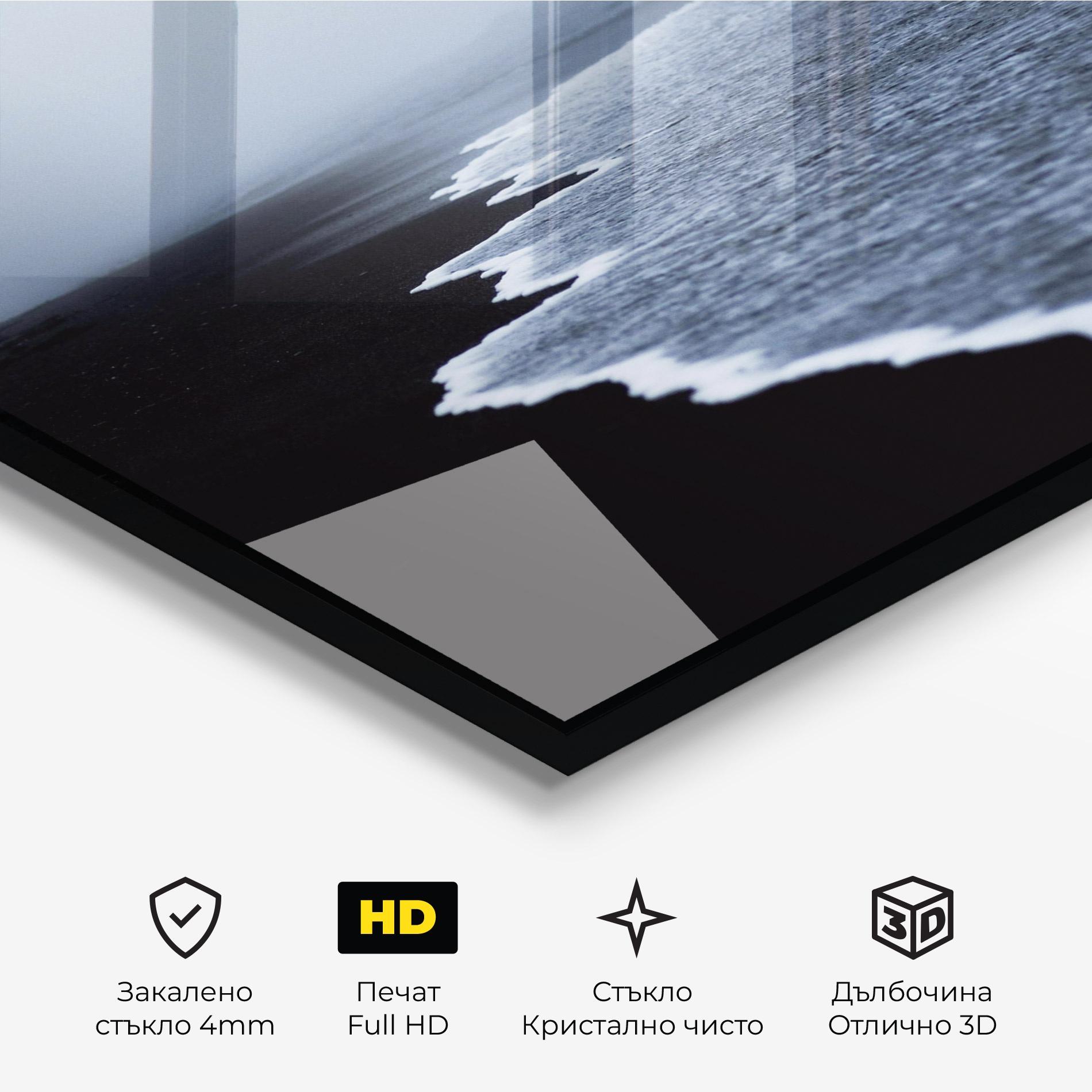 Стъклена картина Black Beach View mockup 3