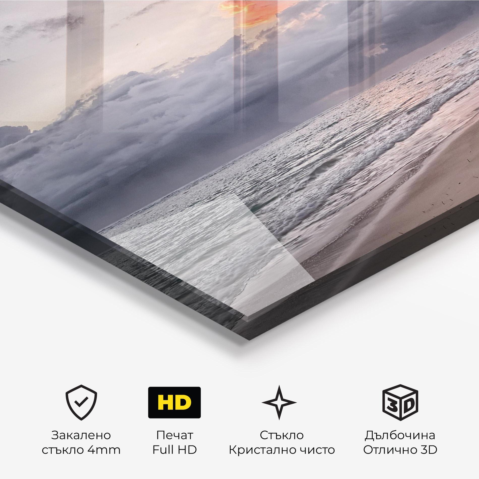 Стъклена картина Cloudy Beach mockup 3