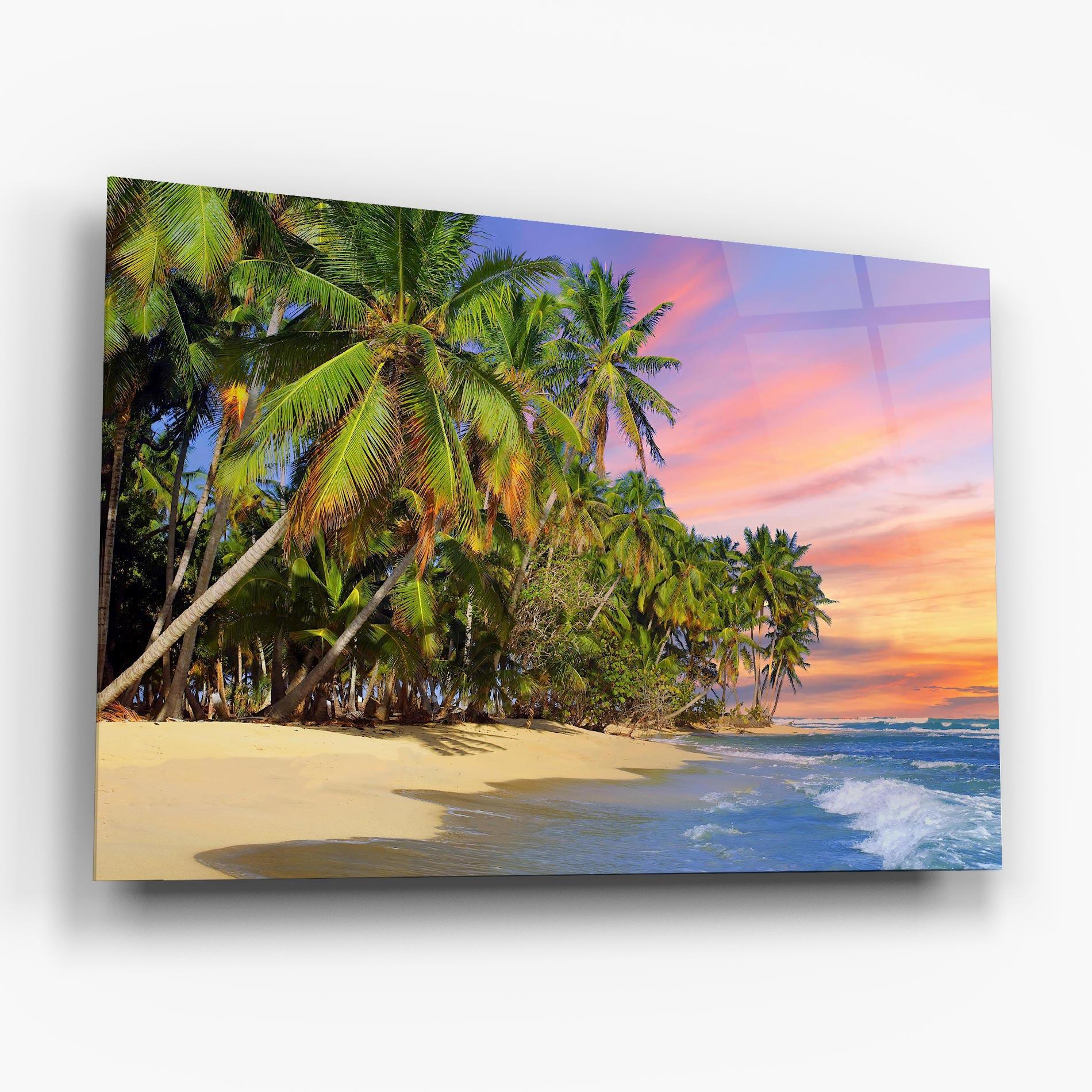 Стъклена картина Coconut Tree Sunset mockup 6