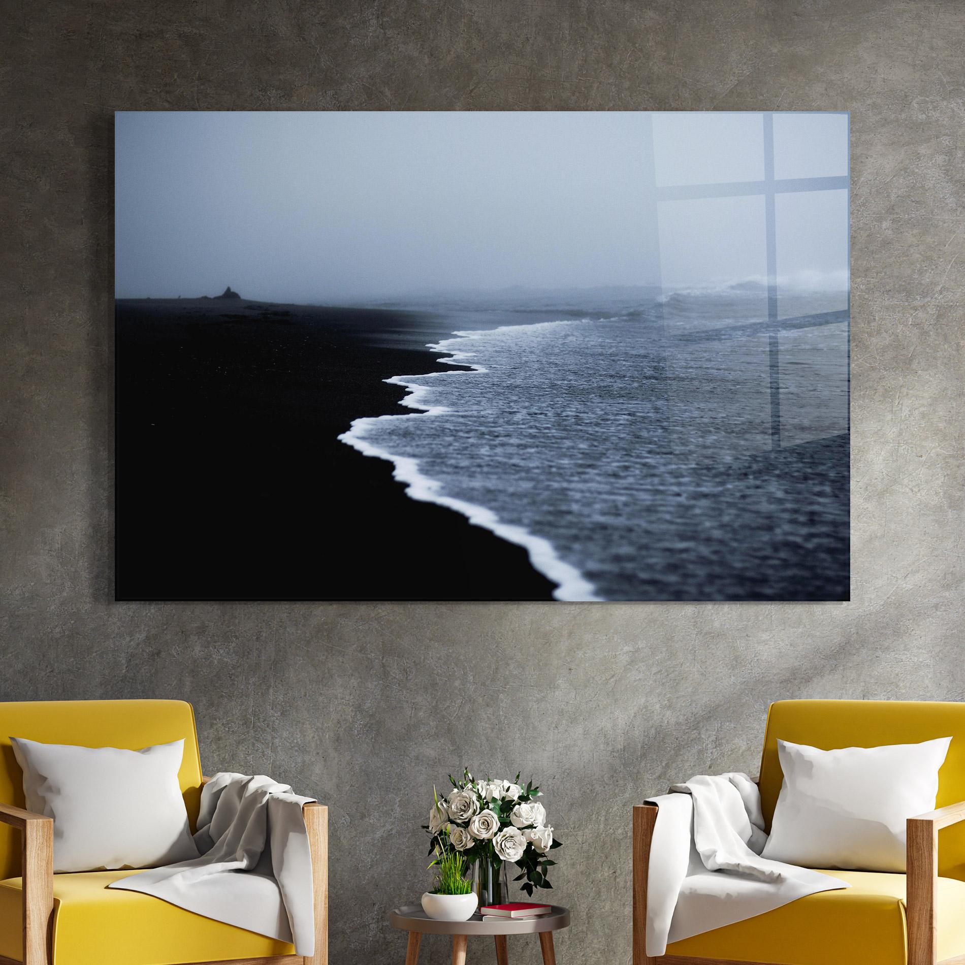 Стъклена картина Black Beach View mockup 4