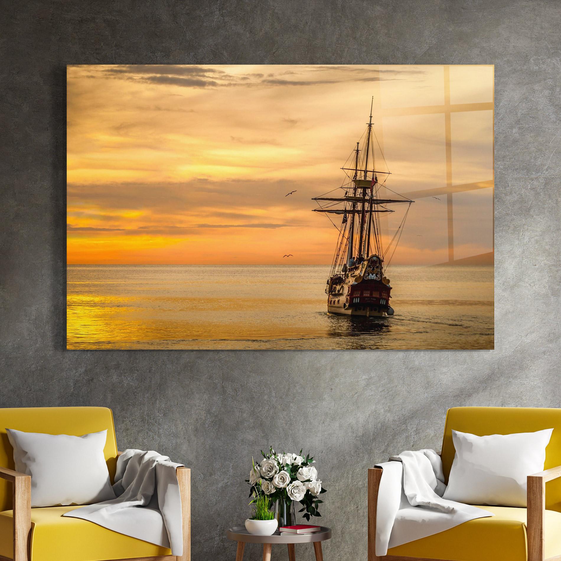 Стъклена картина Sunset Over The Sea mockup 4