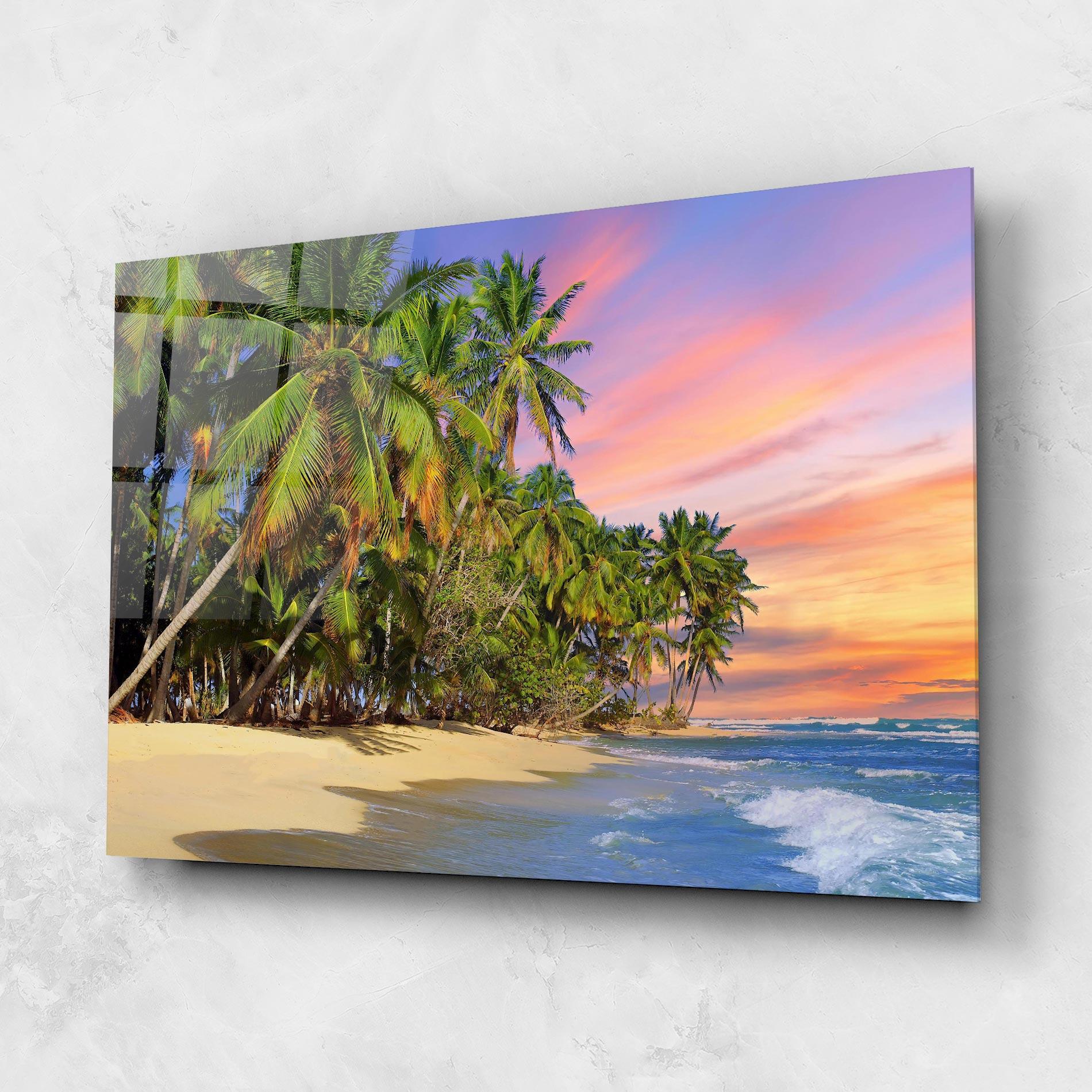 Стъклена картина Coconut Tree Sunset mockup 1