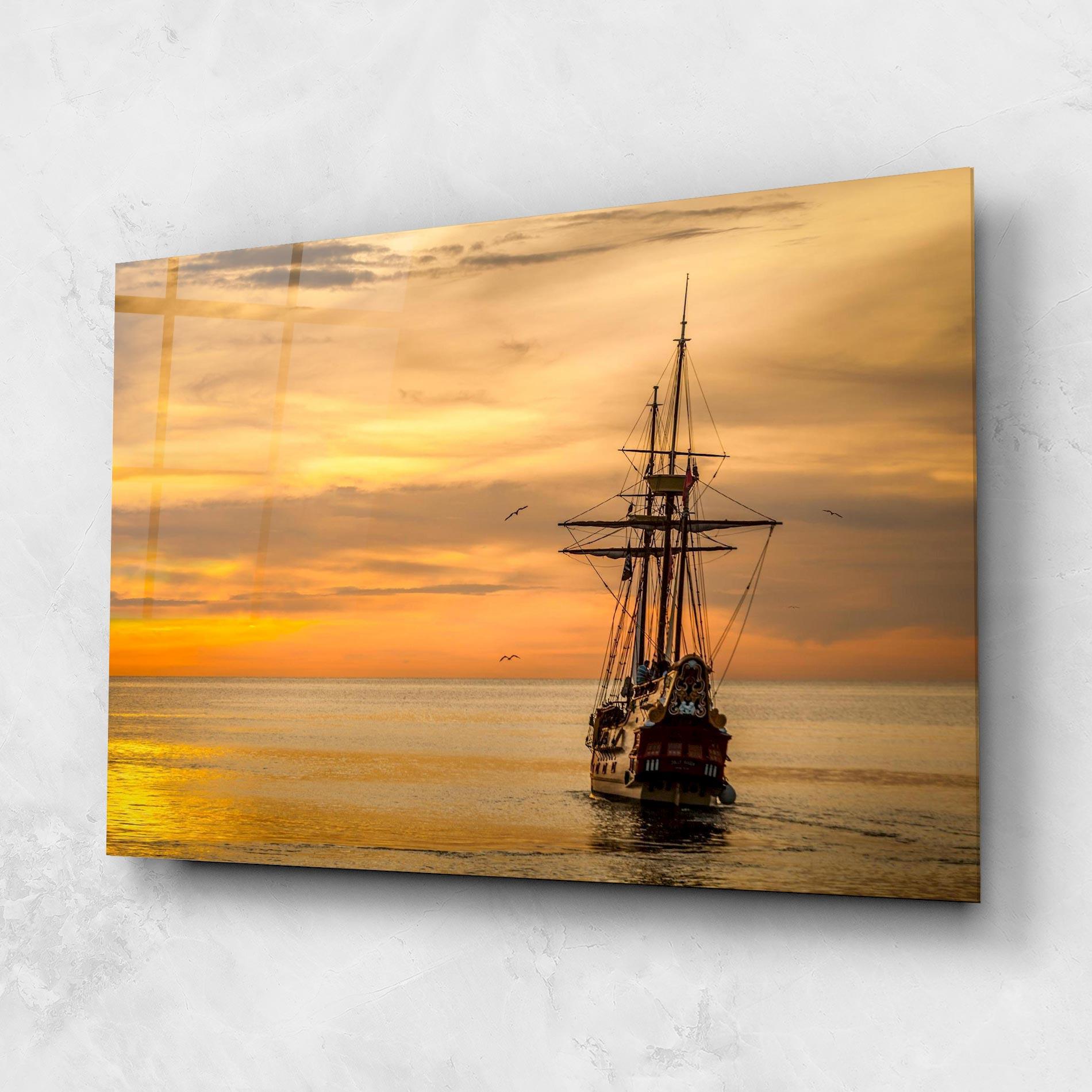 Стъклена картина Sunset Over The Sea mockup 1