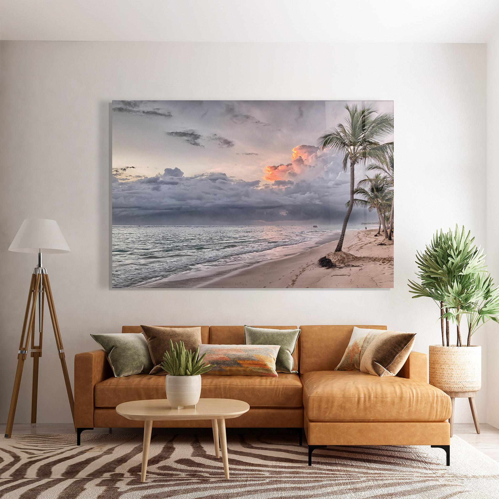 Стъклена картина Cloudy Beach mockup 7