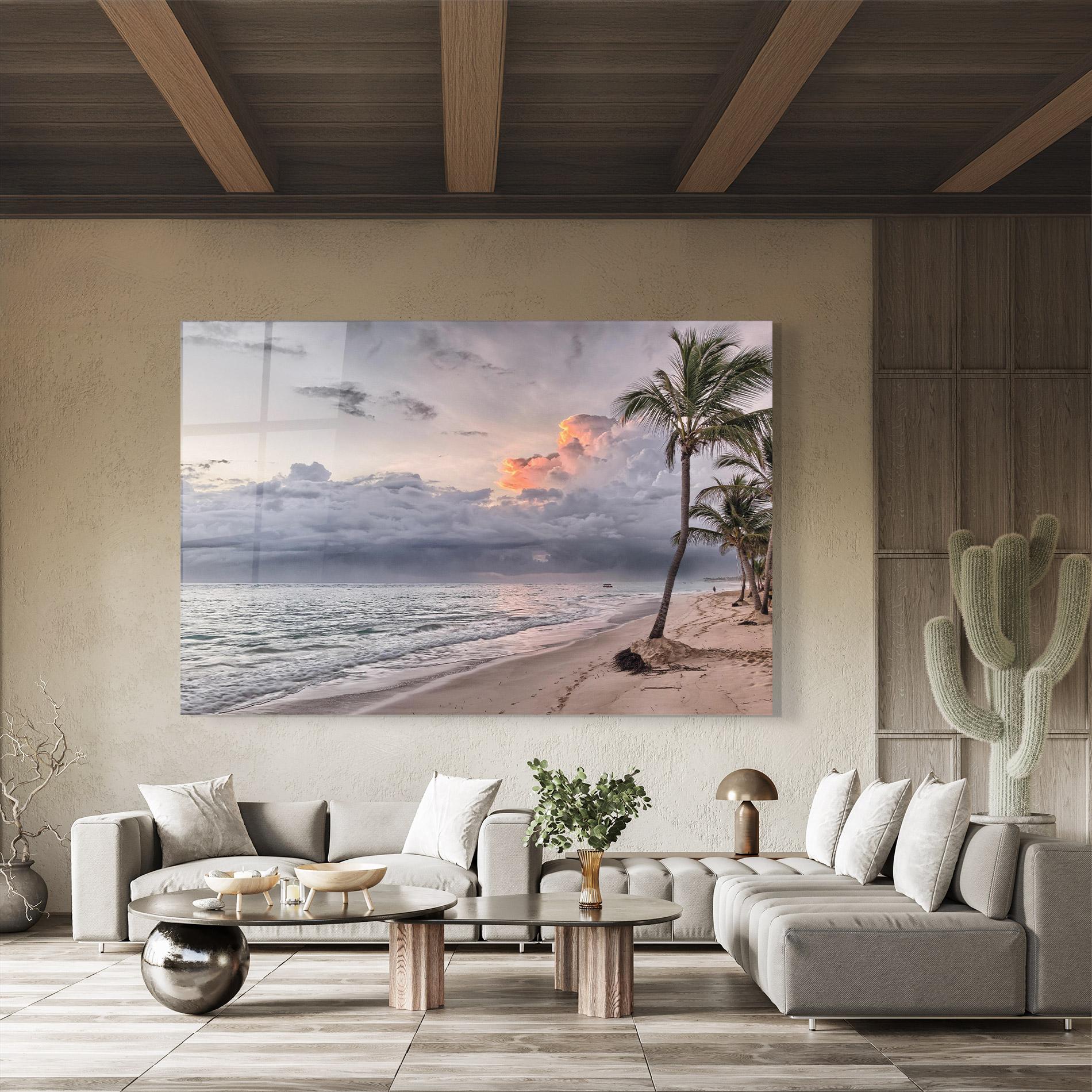 Стъклена картина Cloudy Beach mockup 8