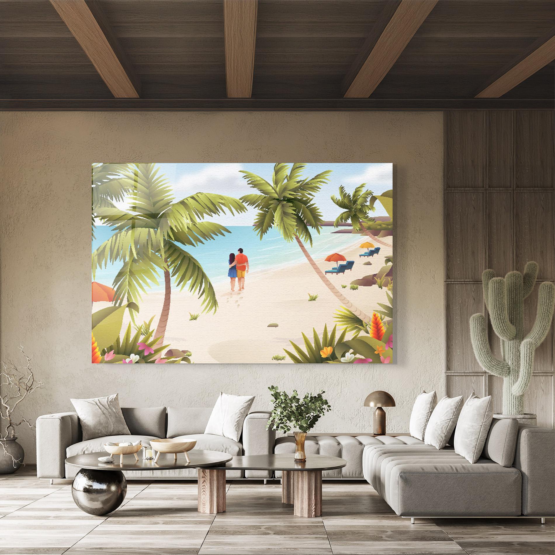 Стъклена картина Couple Beach mockup 8