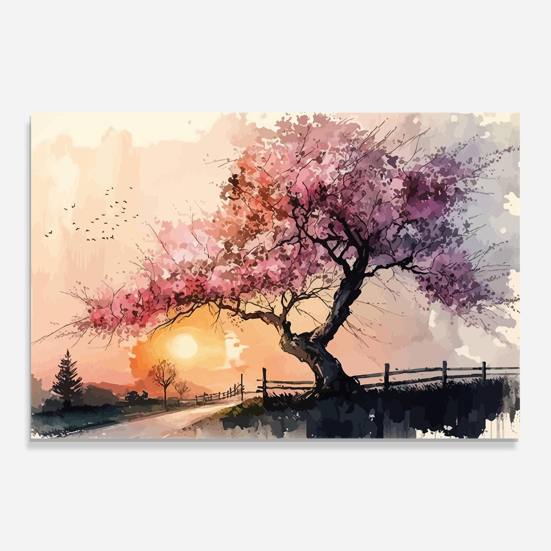 Стъклена картина Sunset Spring mockup 0