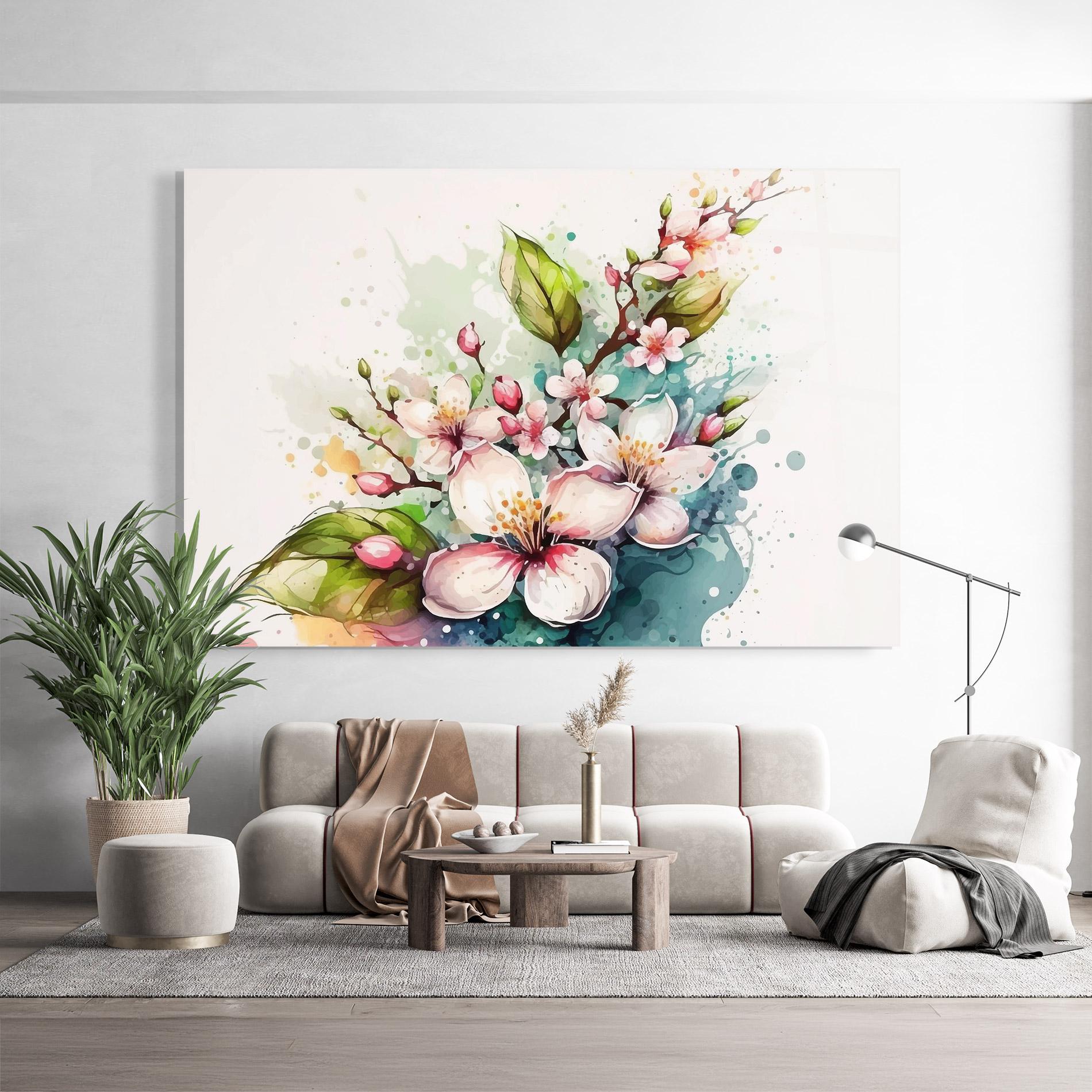 Стъклена картина Cream Pink Spring mockup 9