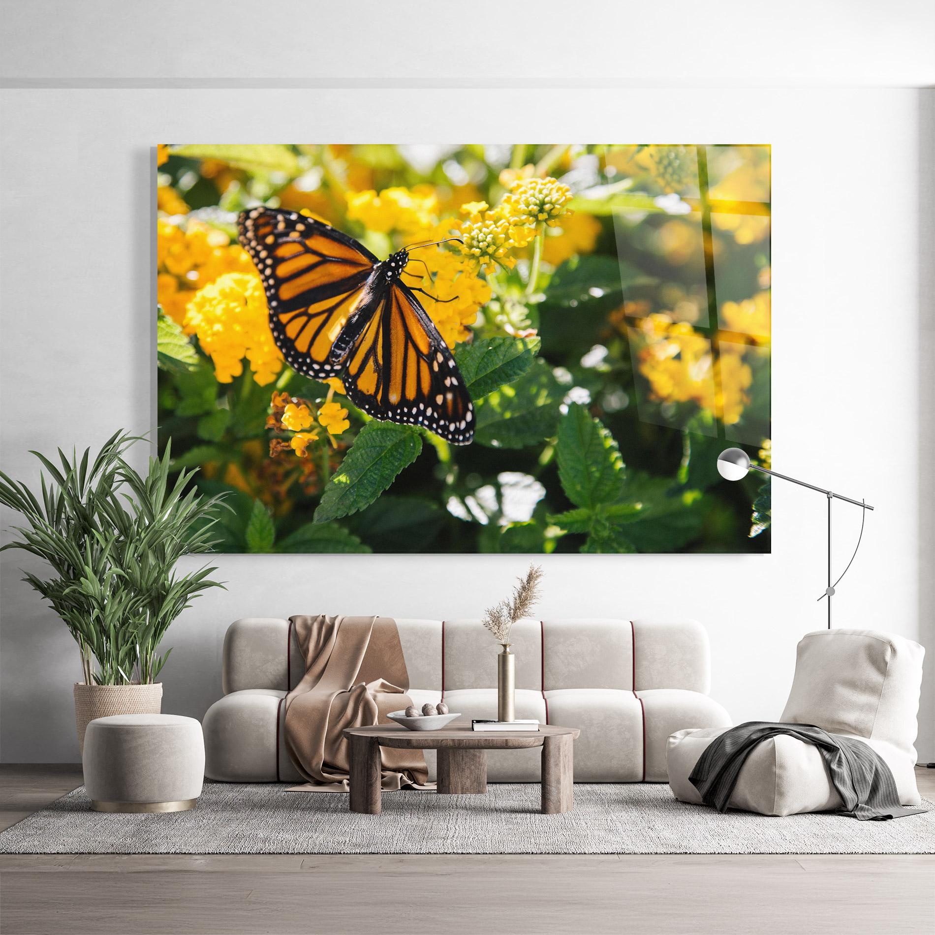 Стъклена картина Orange Spring Butterfly mockup 9