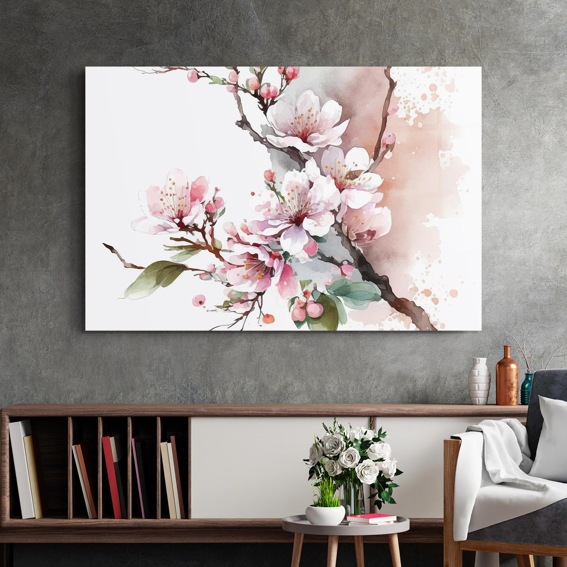 Стъклена картина Cherry Spring Flower mockup 2
