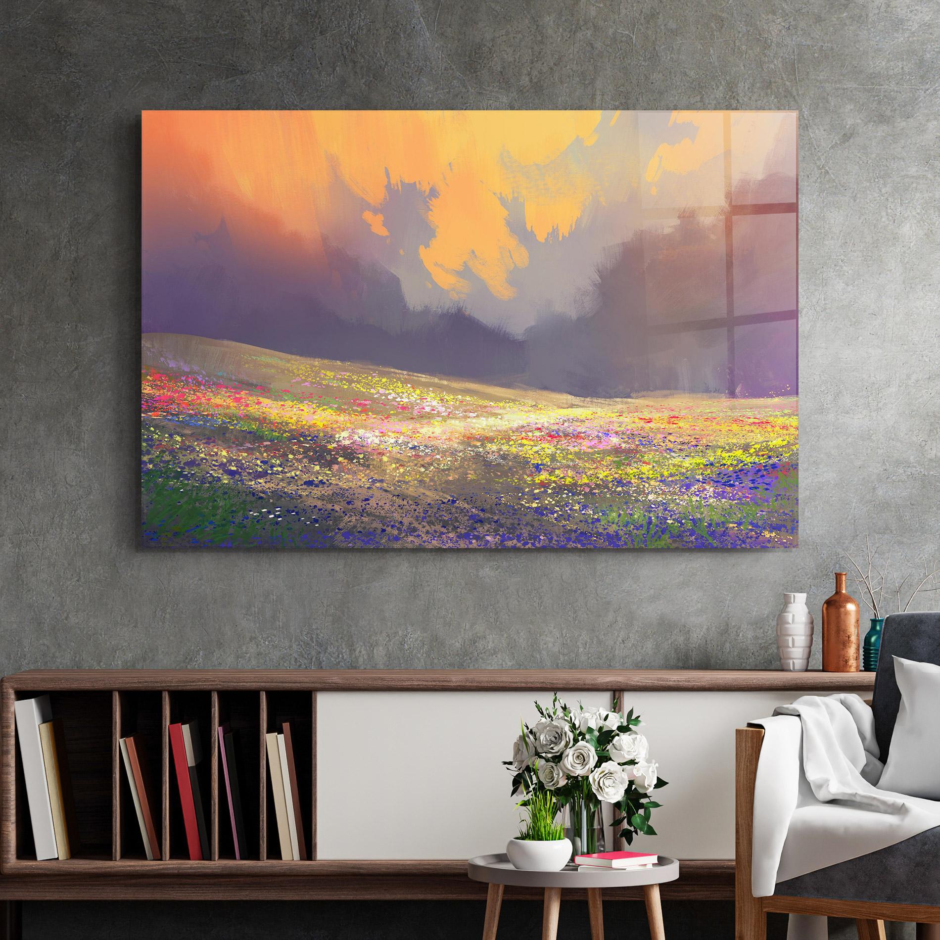 Стъклена картина Pretty Spring Field mockup 2