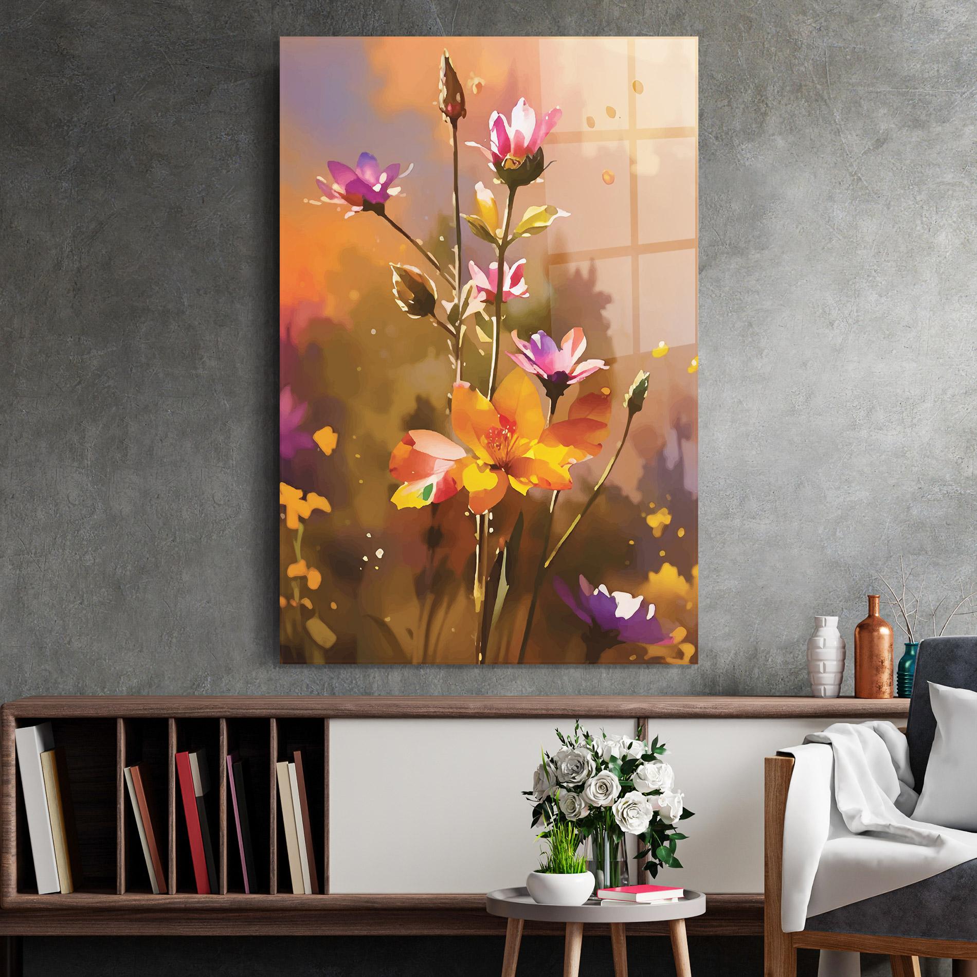 Стъклена картина Orange Pink Spring mockup 2
