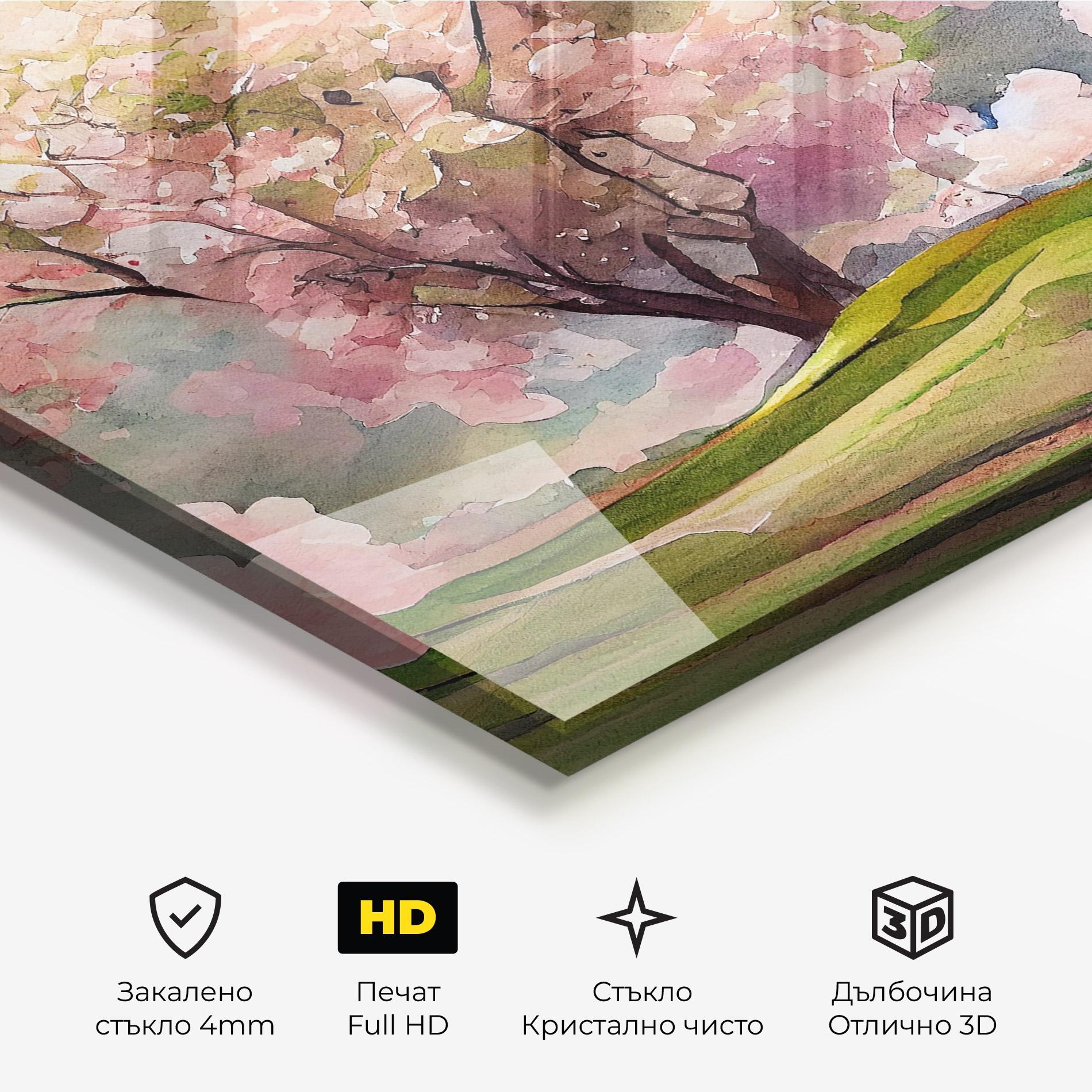 Стъклена картина Big Spring Trees mockup 3