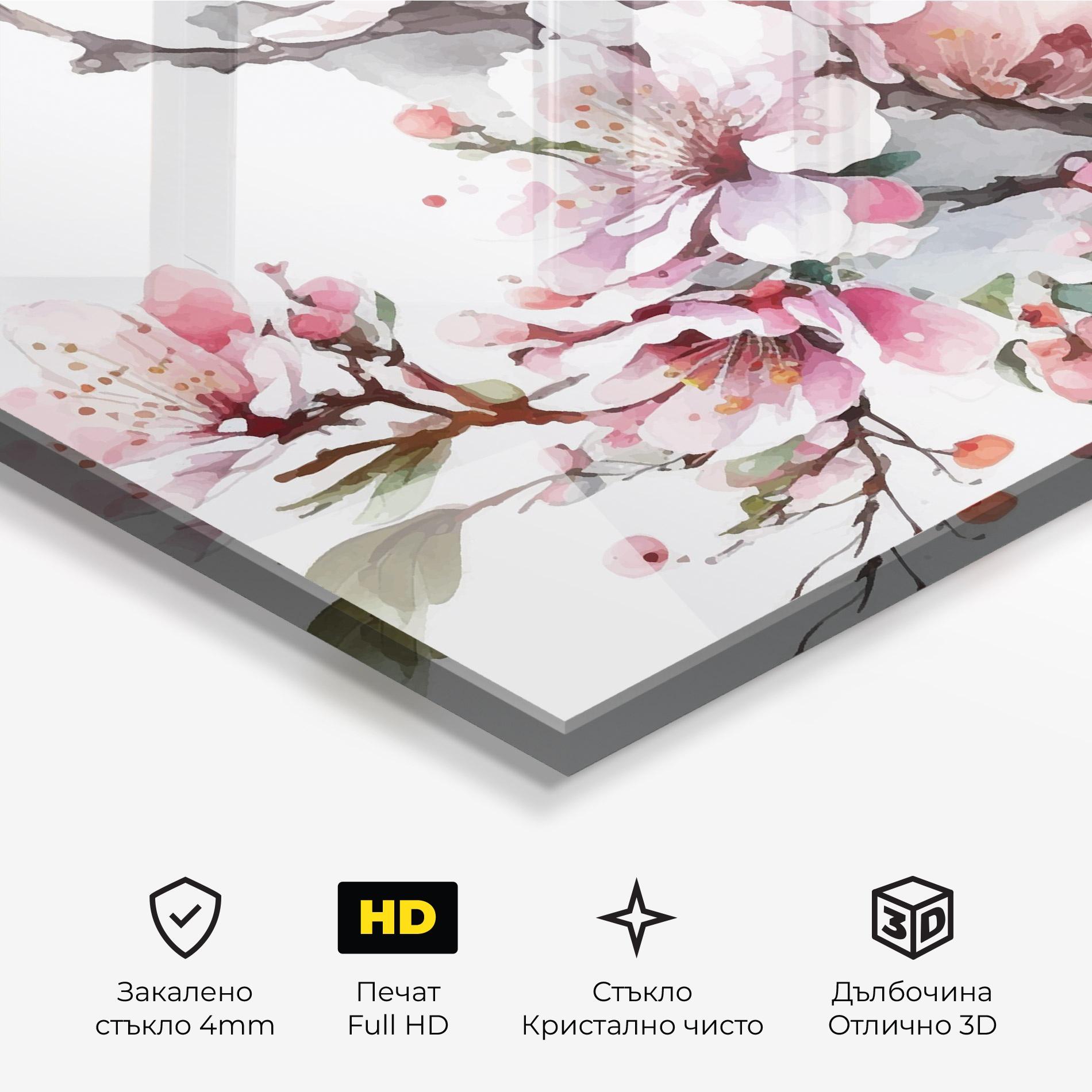 Стъклена картина Cherry Spring Flower mockup 3