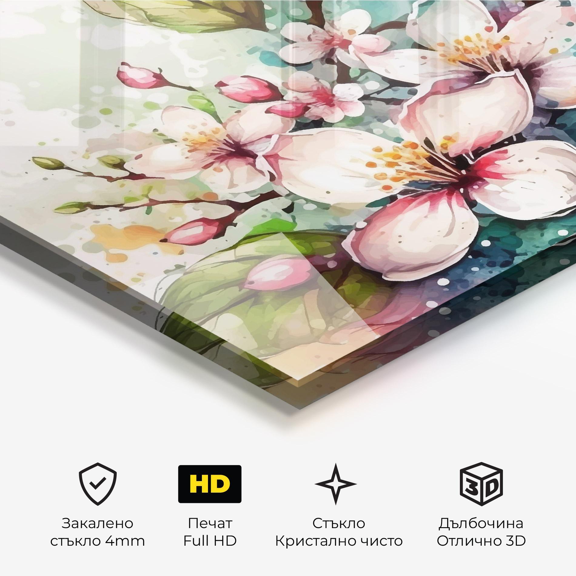 Стъклена картина Cream Pink Spring mockup 3