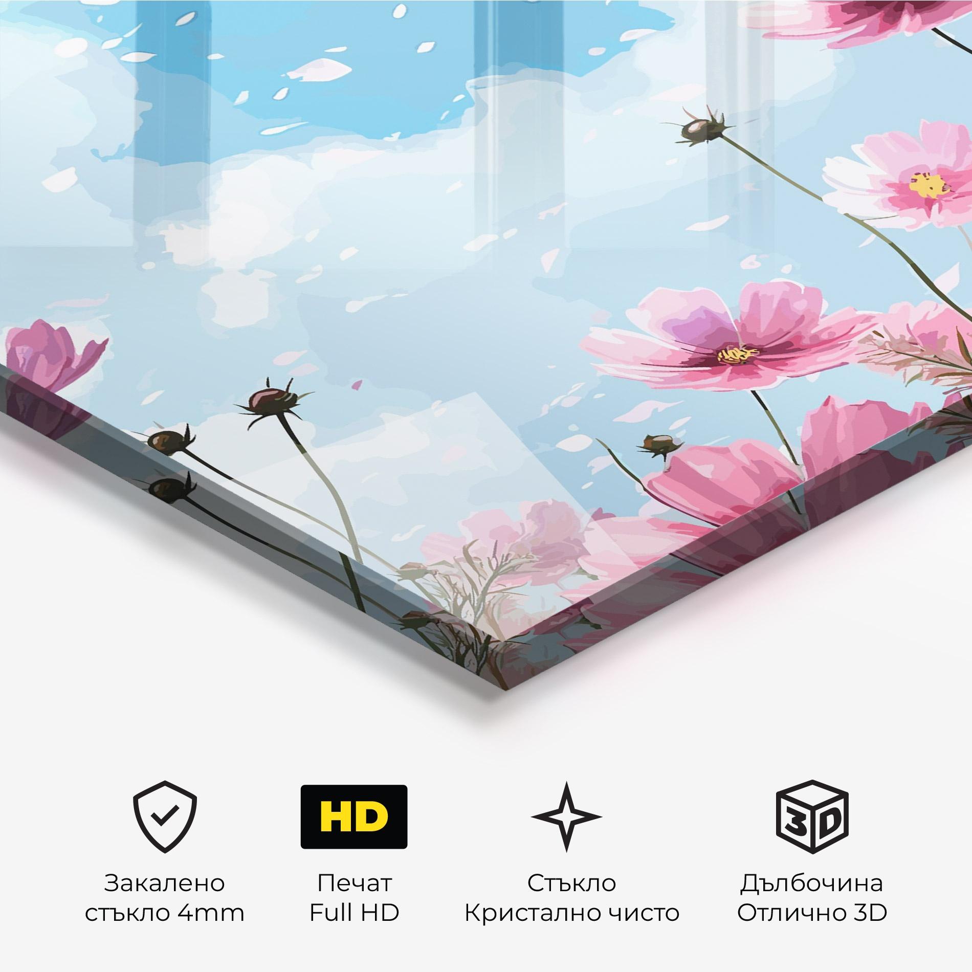 Стъклена картина Pink Flowers Spring mockup 3
