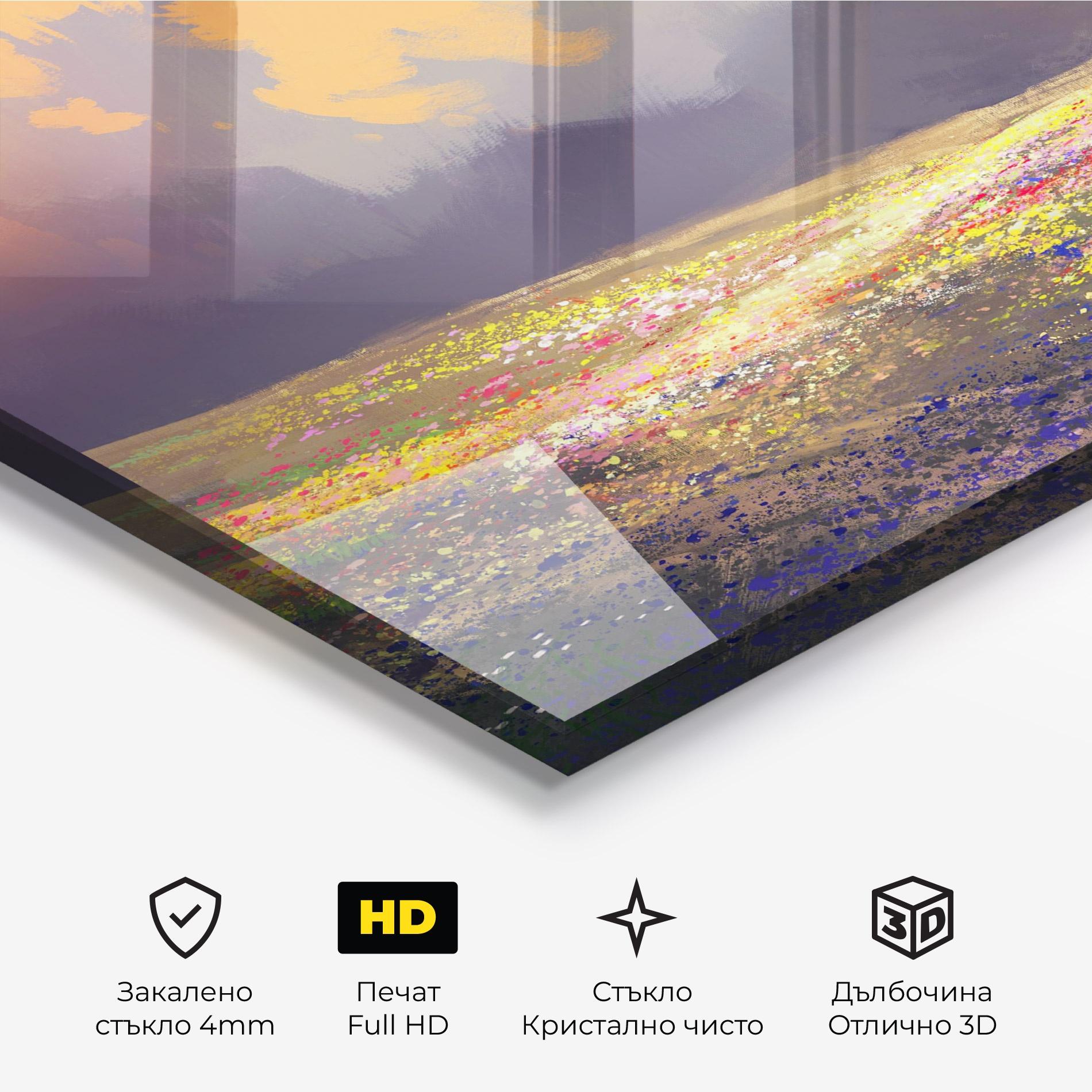 Стъклена картина Pretty Spring Field mockup 3