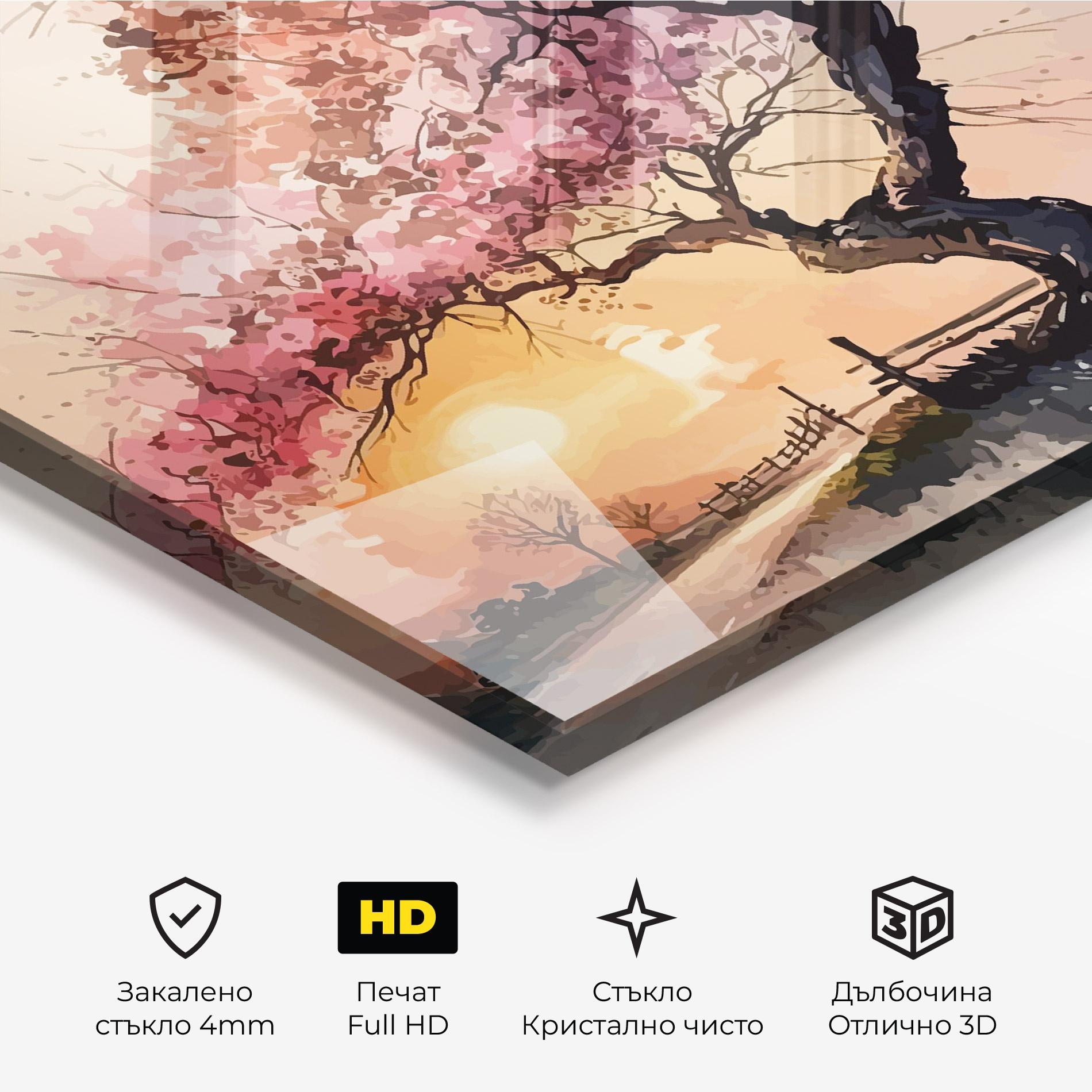 Стъклена картина Sunset Spring mockup 3