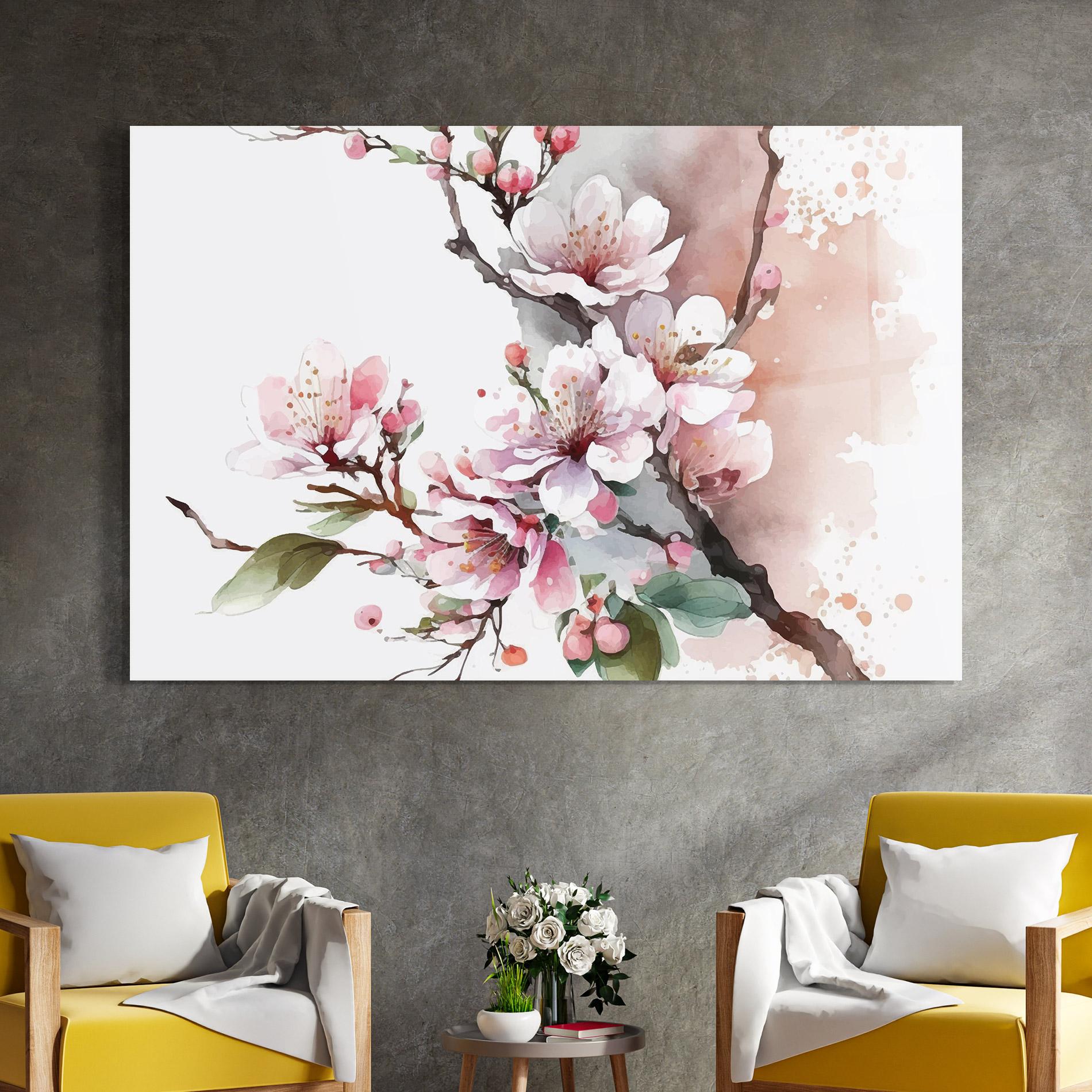 Стъклена картина Cherry Spring Flower mockup 4