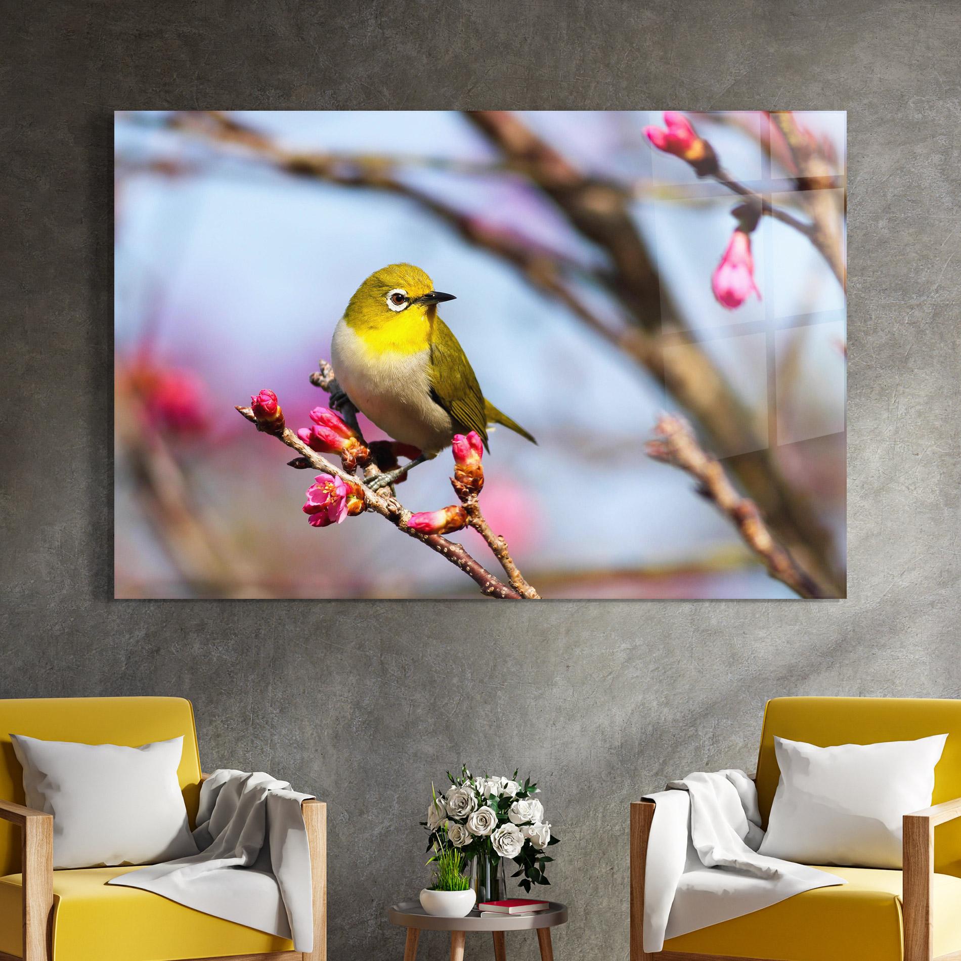 Стъклена картина Cute Pink Flower Buds mockup 4