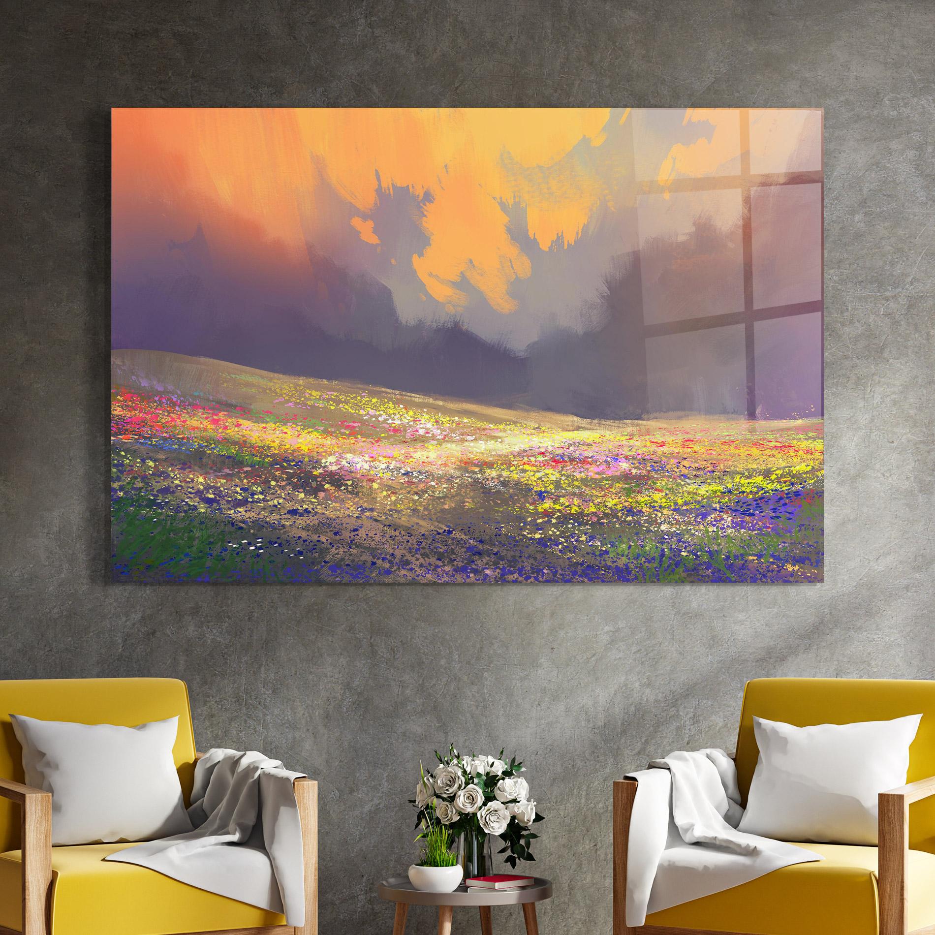 Стъклена картина Pretty Spring Field mockup 4