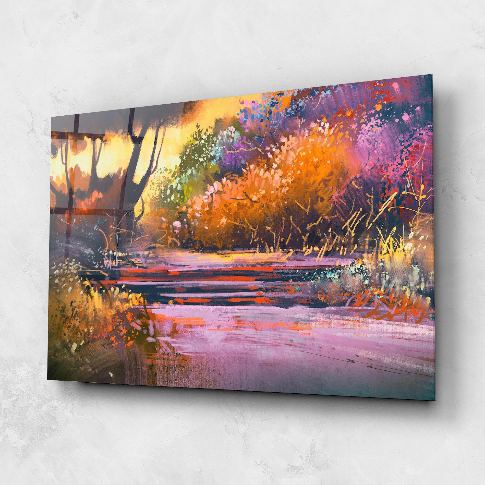 Стъклена картина Landscape Colorful Trees mockup 1