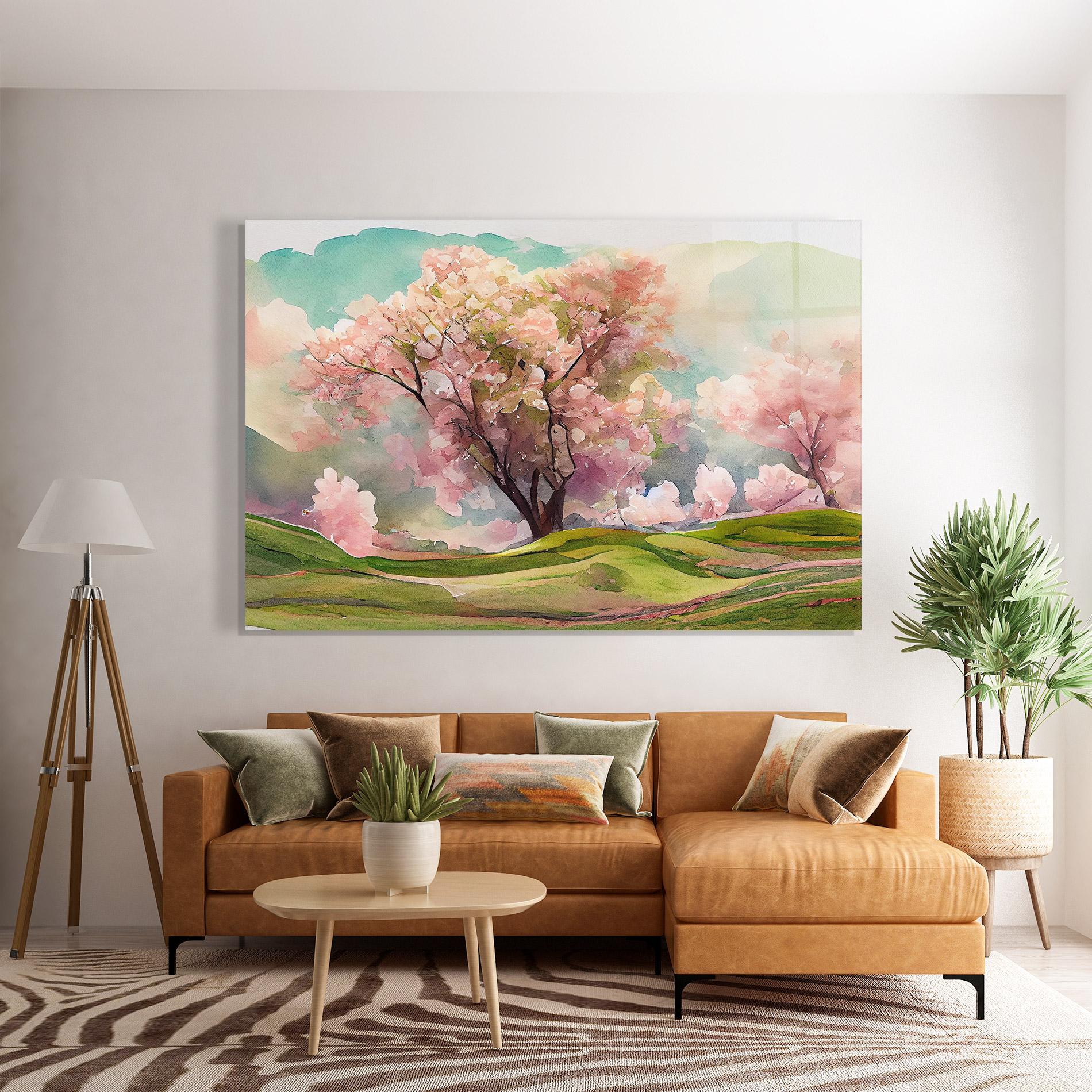 Стъклена картина Big Spring Trees mockup 7