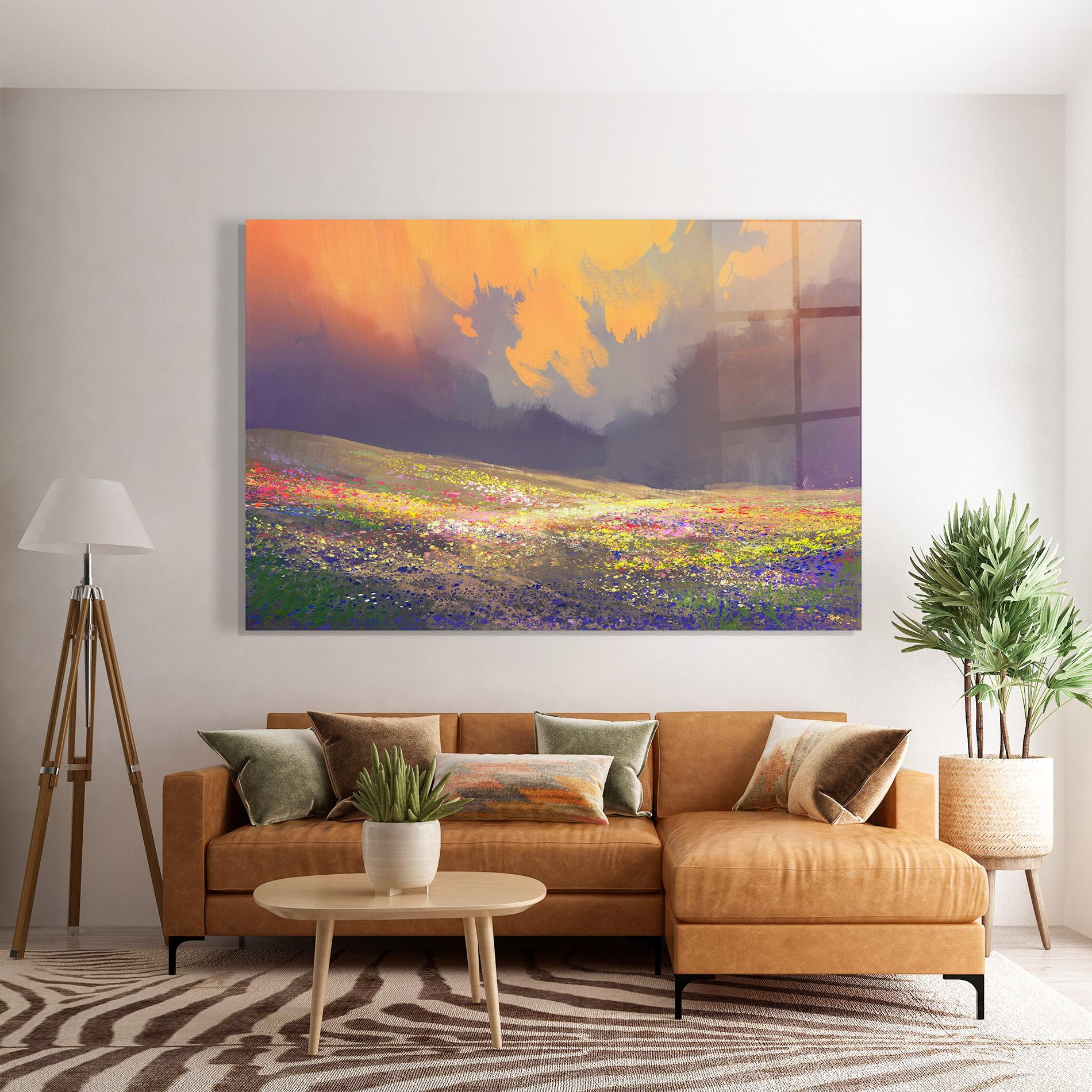 Стъклена картина Pretty Spring Field mockup 7