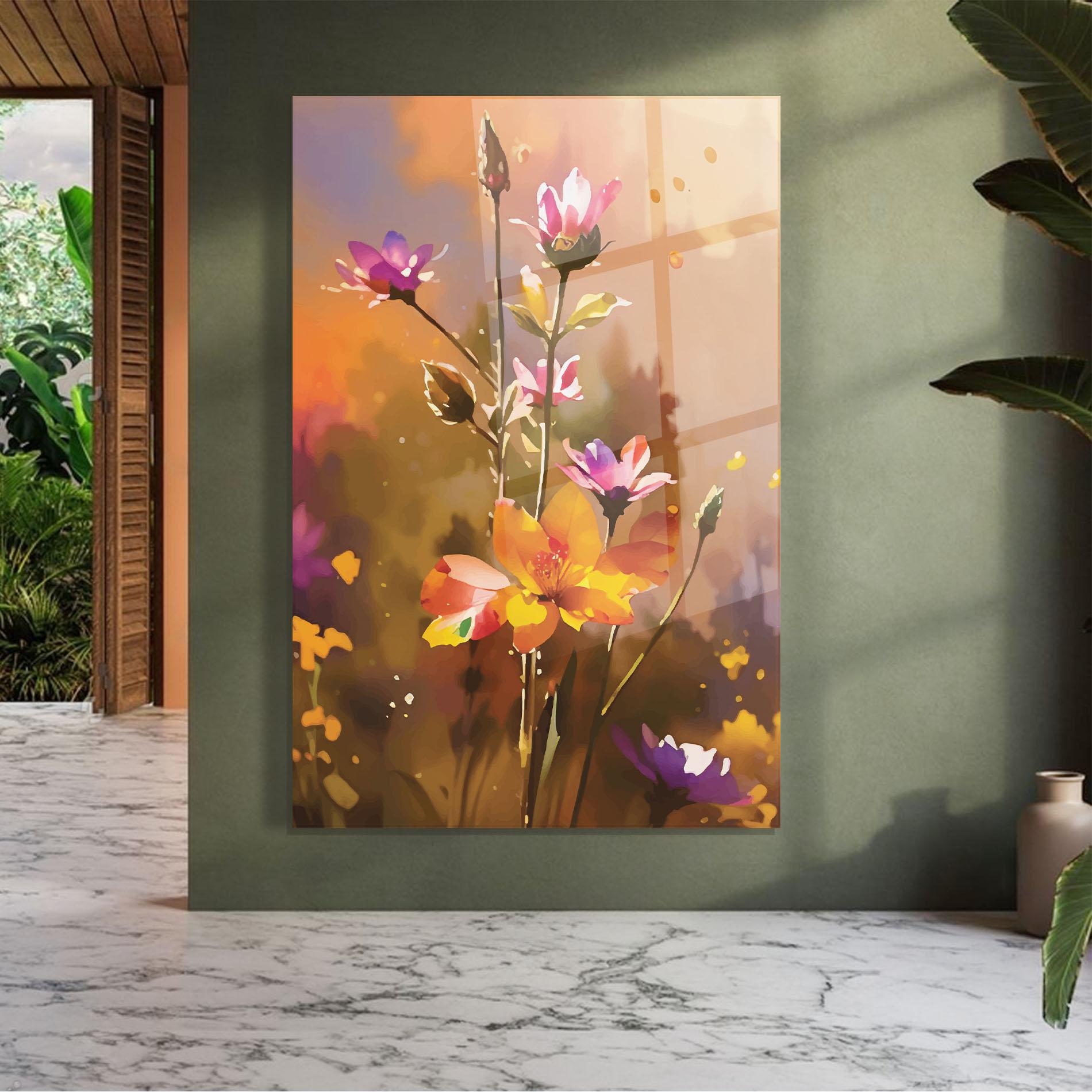 Стъклена картина Orange Pink Spring mockup 7