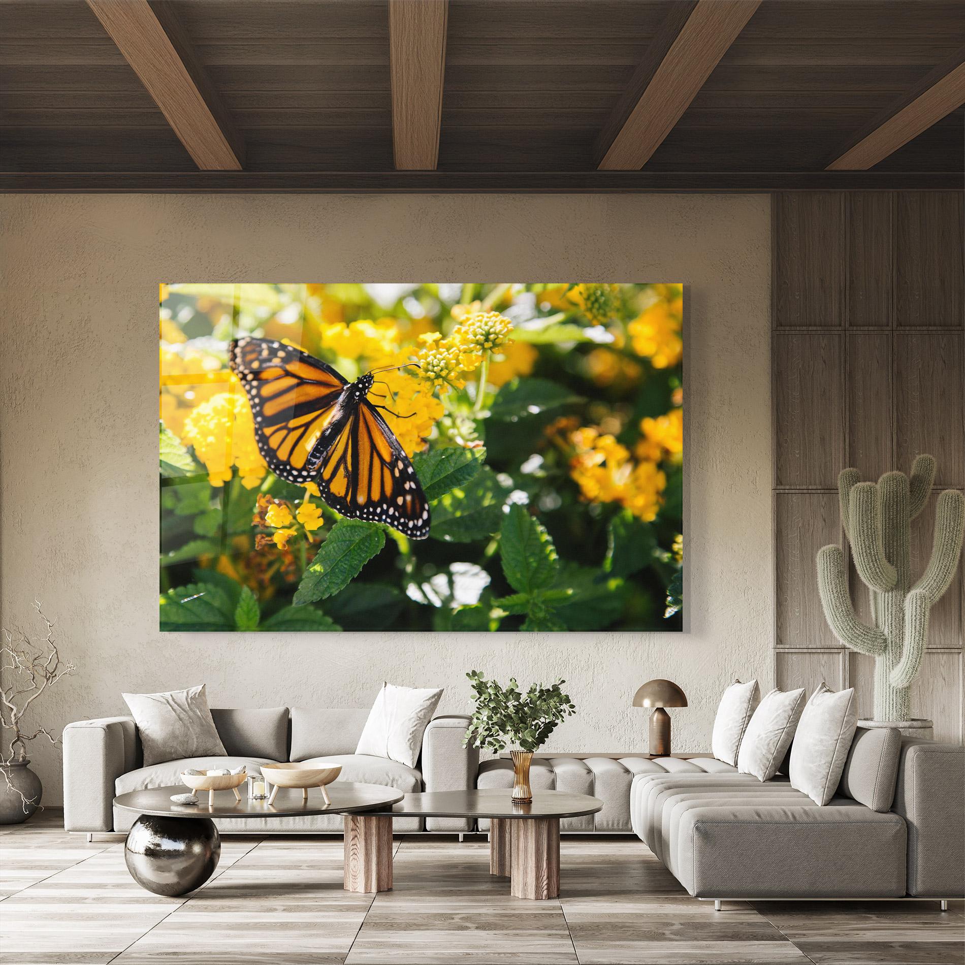 Стъклена картина Orange Spring Butterfly mockup 8