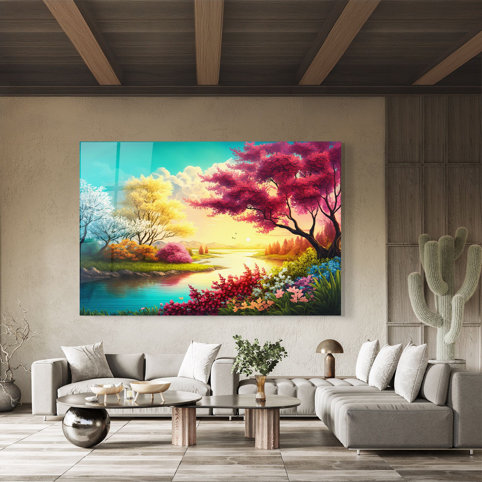 Pink Yellow Trees mockup 8