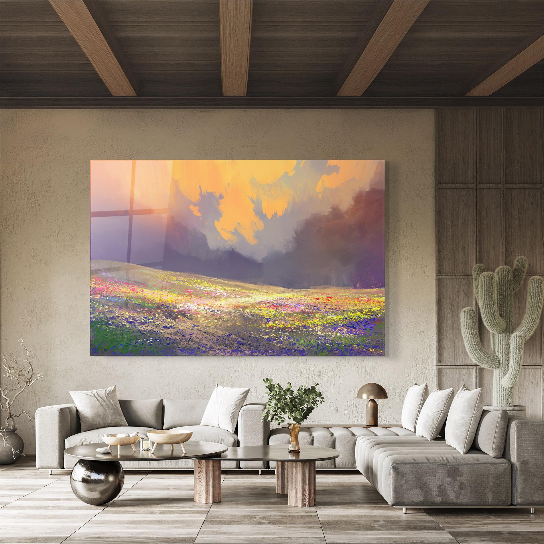 Стъклена картина Pretty Spring Field mockup 8